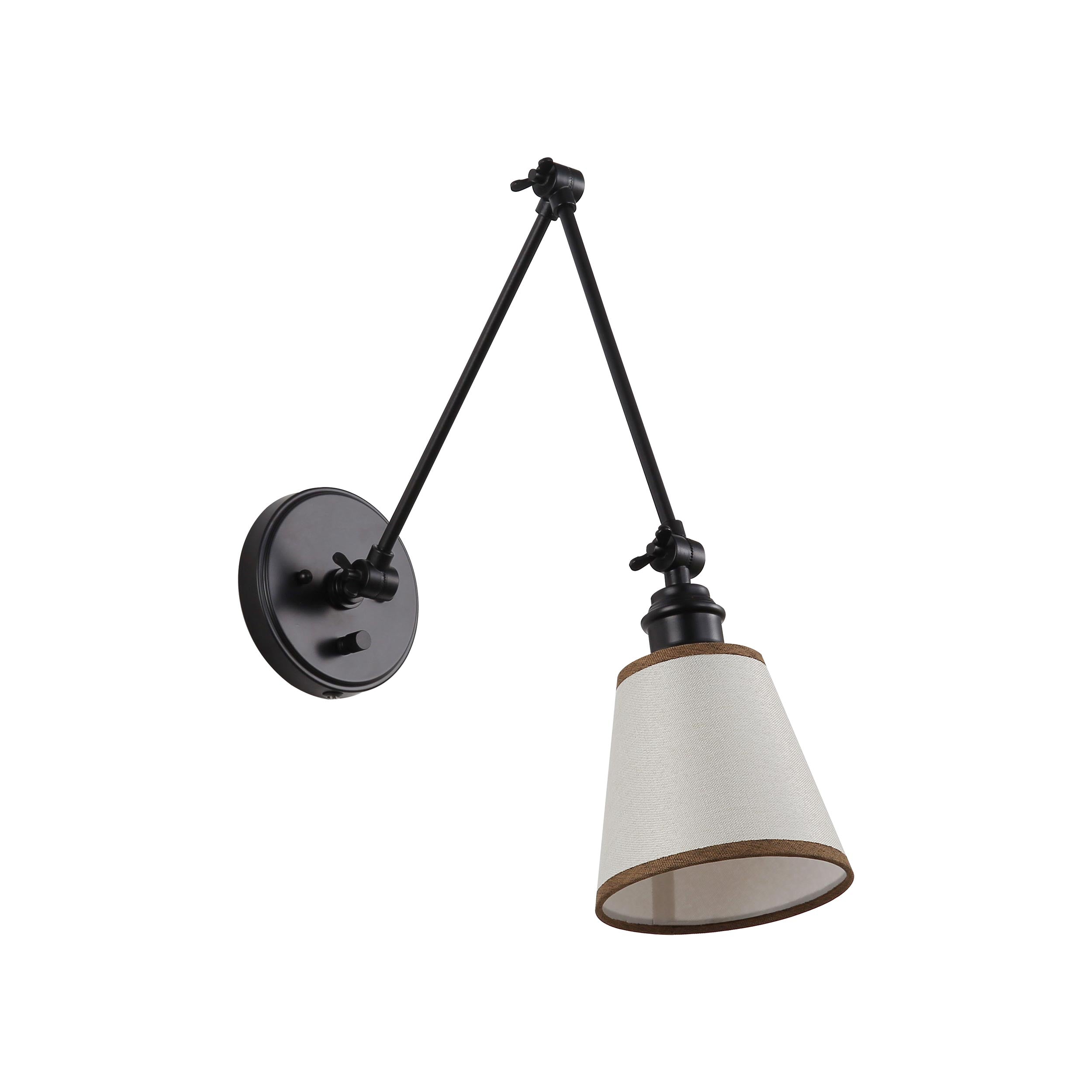 Yep by Golden Lighting Equinox 1-light Swing Arm Wall Lamp with Brown Trim shade - - Golden Lighting