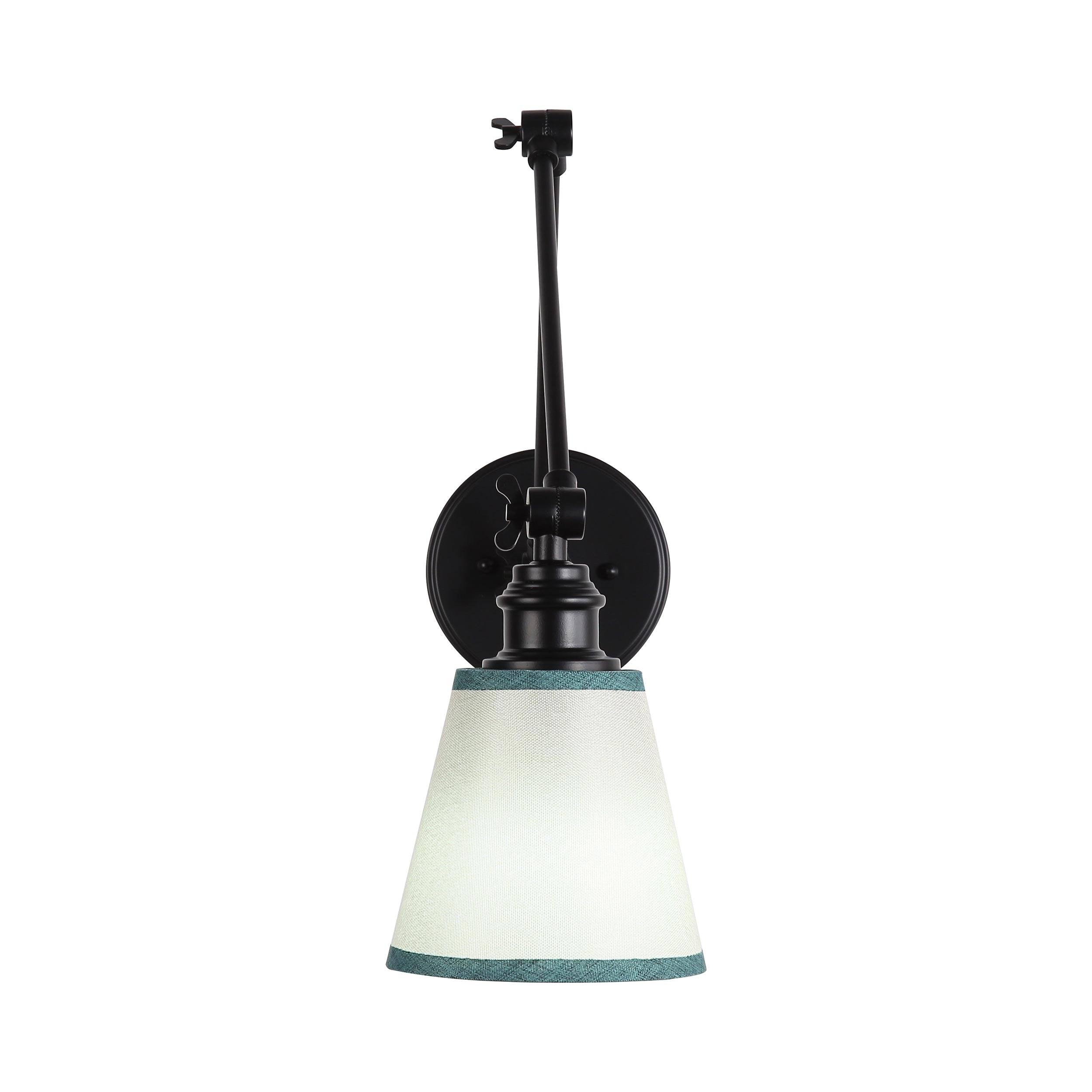 Yep by Golden Lighting Equinox 1-light Swing Arm Wall Lamp with Green Trim shade - - Golden Lighting
