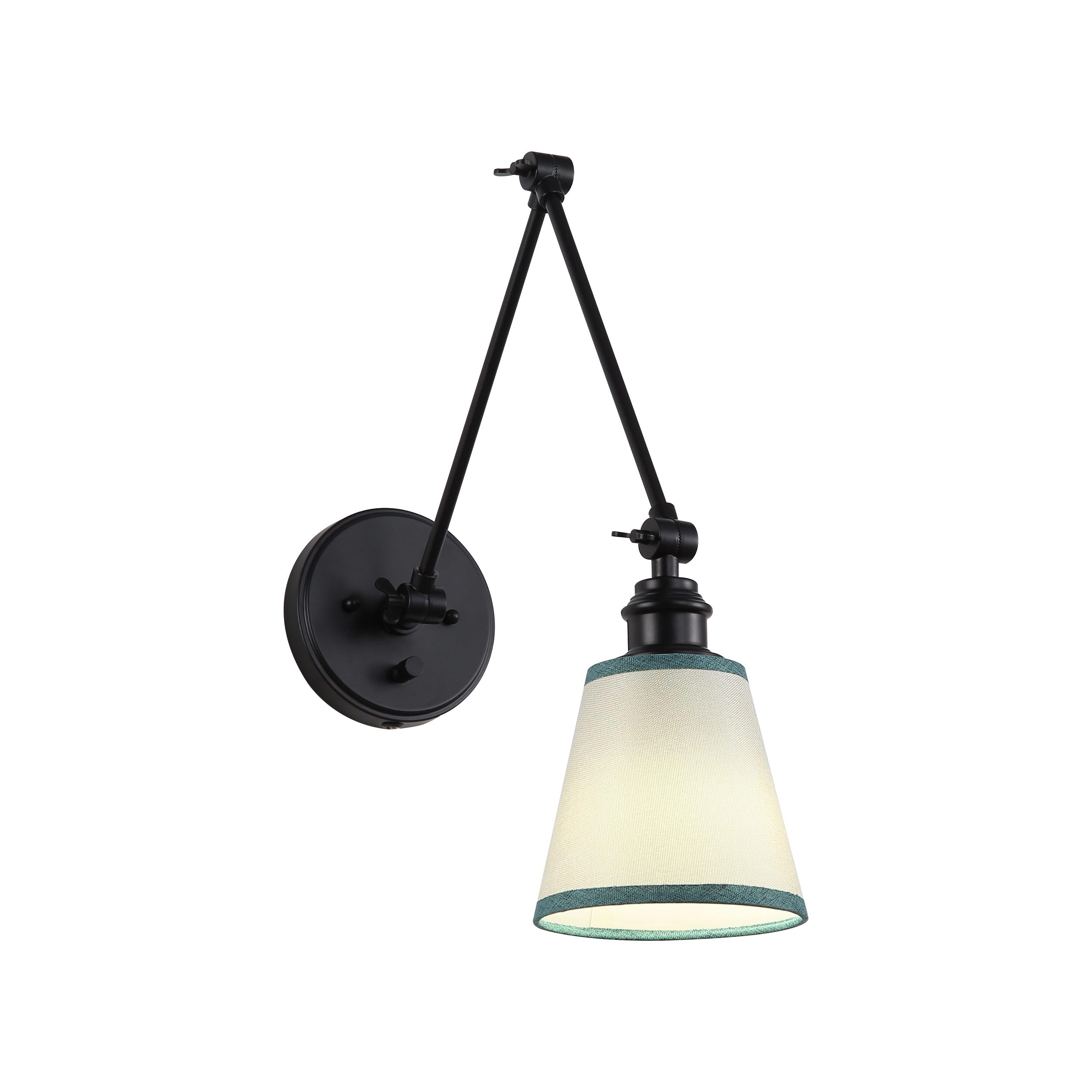 Yep by Golden Lighting Equinox 1-light Swing Arm Wall Lamp with Green Trim shade - - Golden Lighting