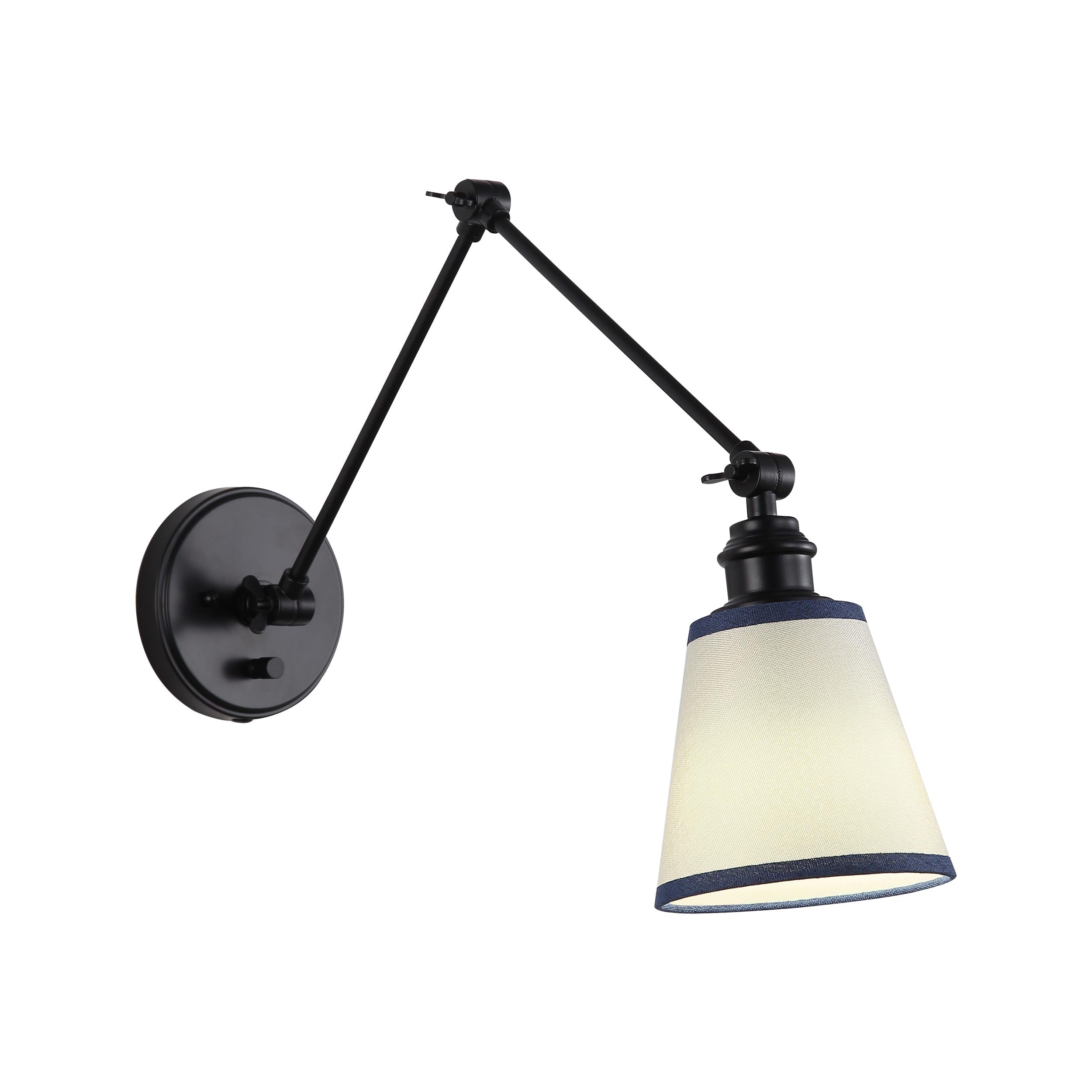 Yep by Golden Lighting Equinox 1-light Swing Arm Wall Lamp with Blue Trim shade - - Golden Lighting
