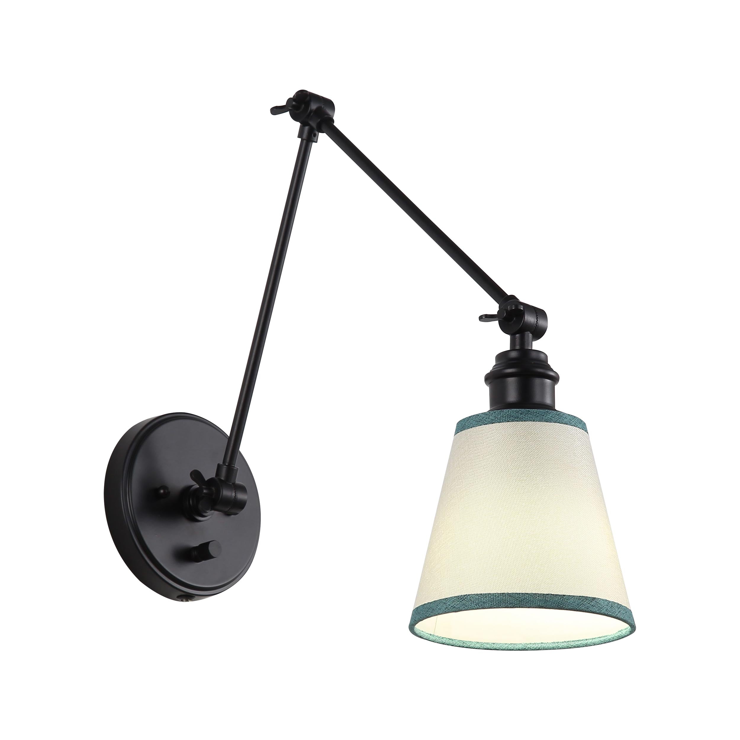 Yep by Golden Lighting Equinox 1-light Swing Arm Wall Lamp with Green Trim shade - - Golden Lighting