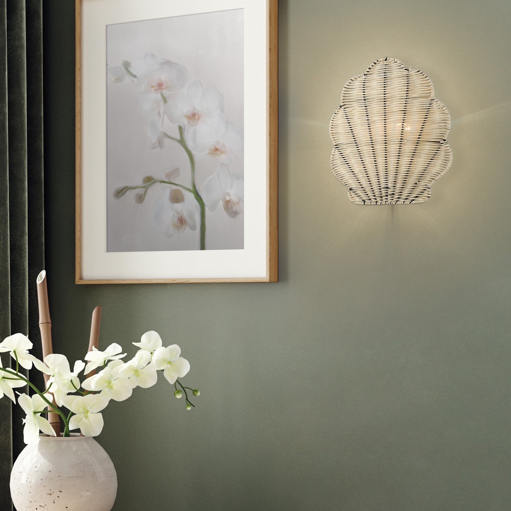 Malia 1 Light Wall Sconce in Matte Black with Natural Wicker Shade - Default Title - Golden Lighting
