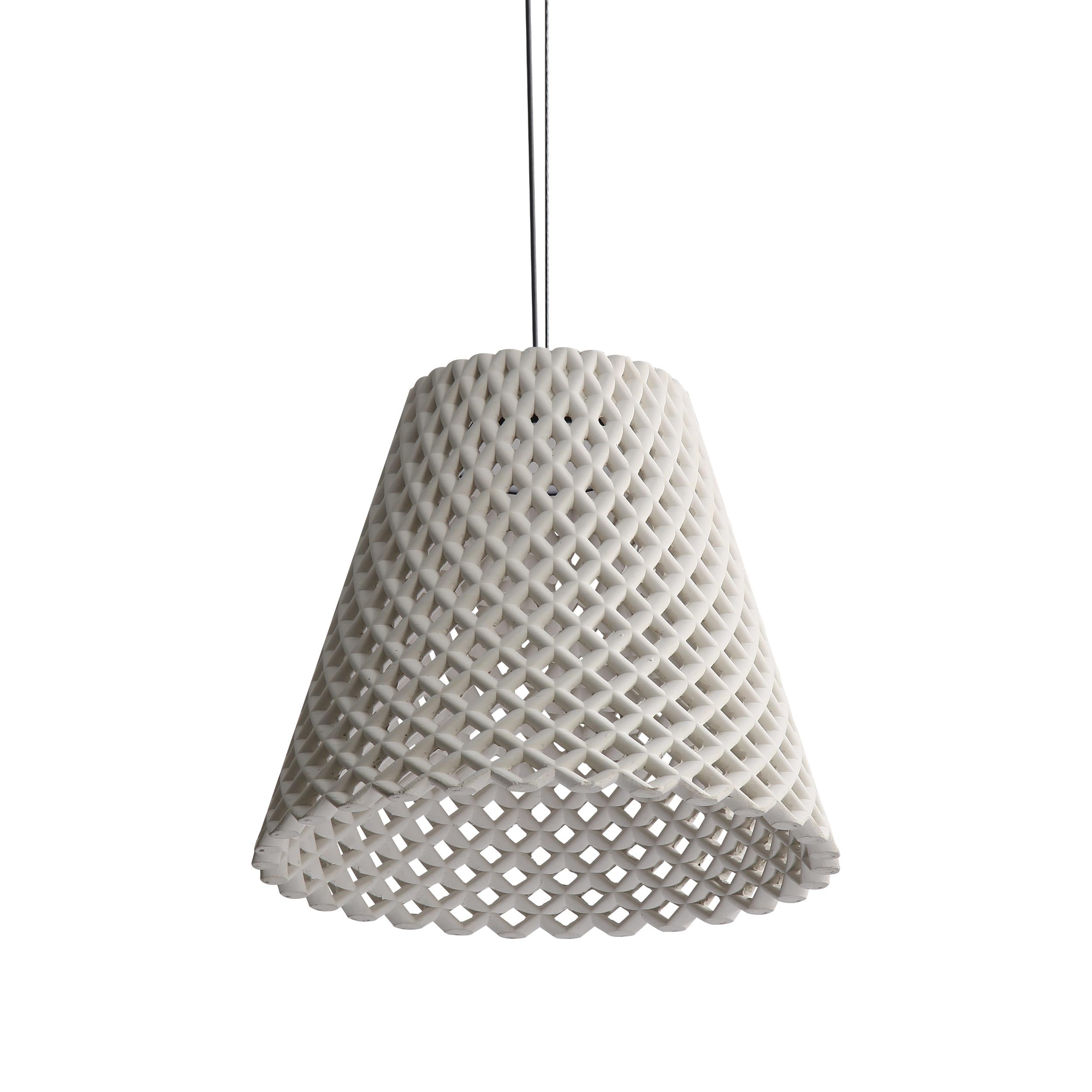 Golden Lighting Clarus 14in Integrated LED Pendant in White Sandstone Cement - - Golden Lighting