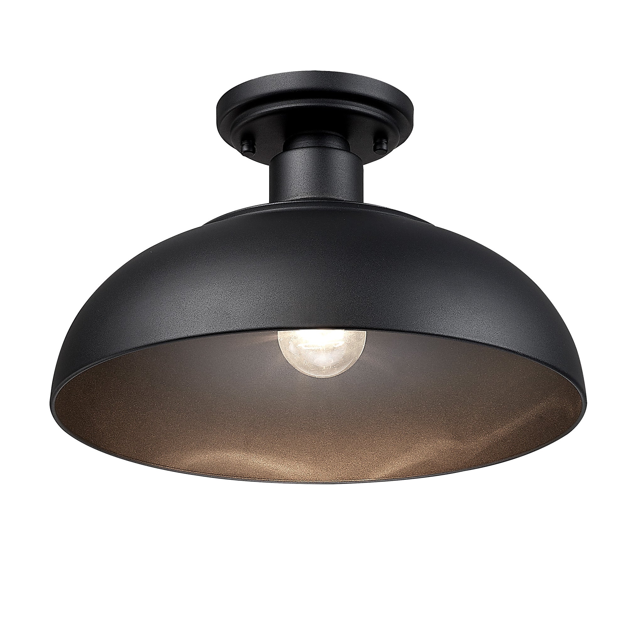 Yep by Golden Lighting Levitt 1-light Outdoor Ceiling in Natural Black and Natural Black shade - - Golden Lighting