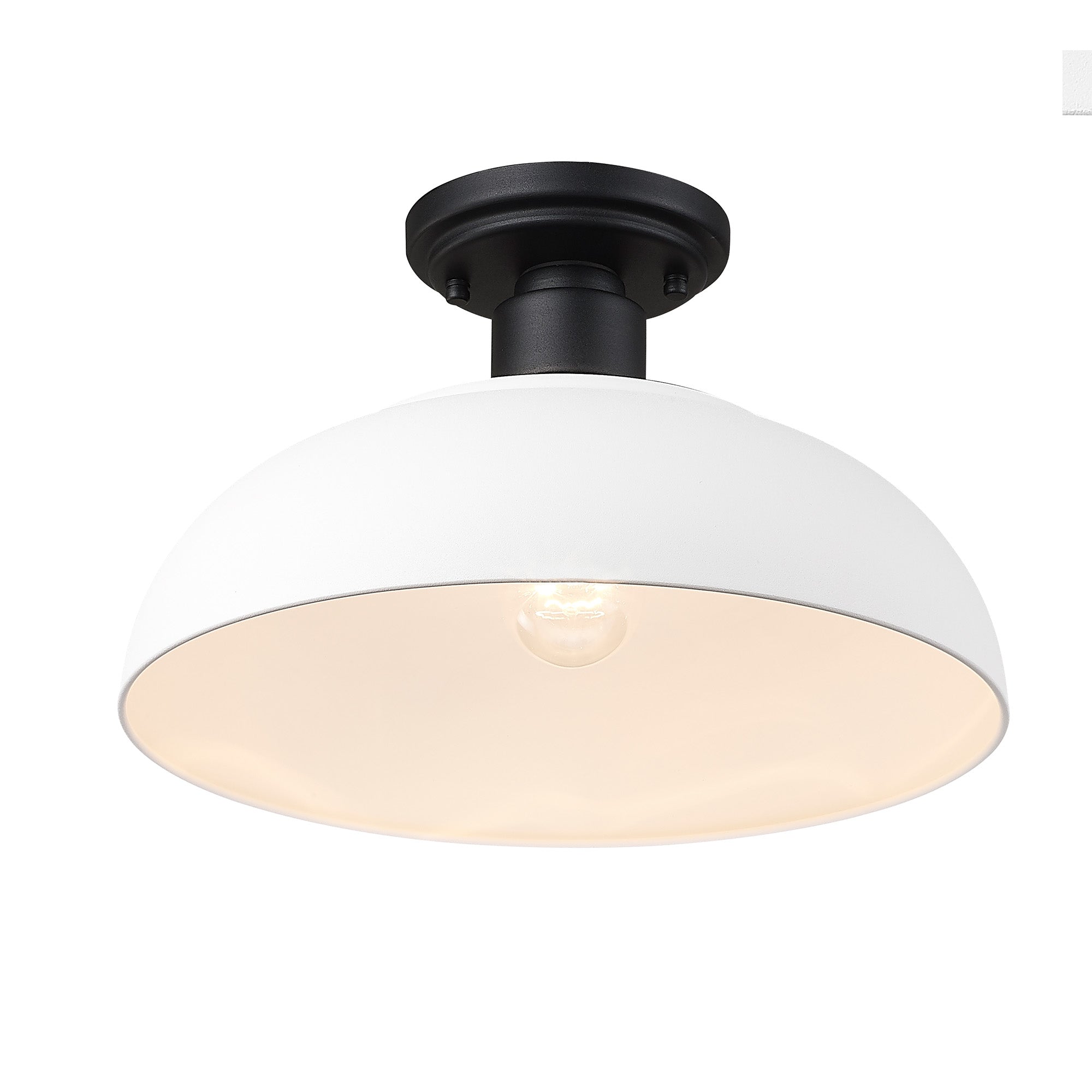 Yep by Golden Lighting Levitt 1-light Outdoor Ceiling in Natural Black and Natural White shade