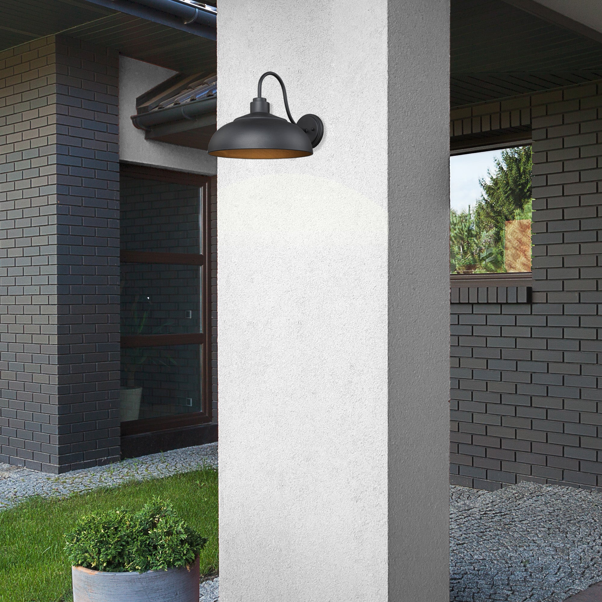Yep by Golden Lighting Levitt 1-light Outdoor Wall in Natural Black and Natural Black shade