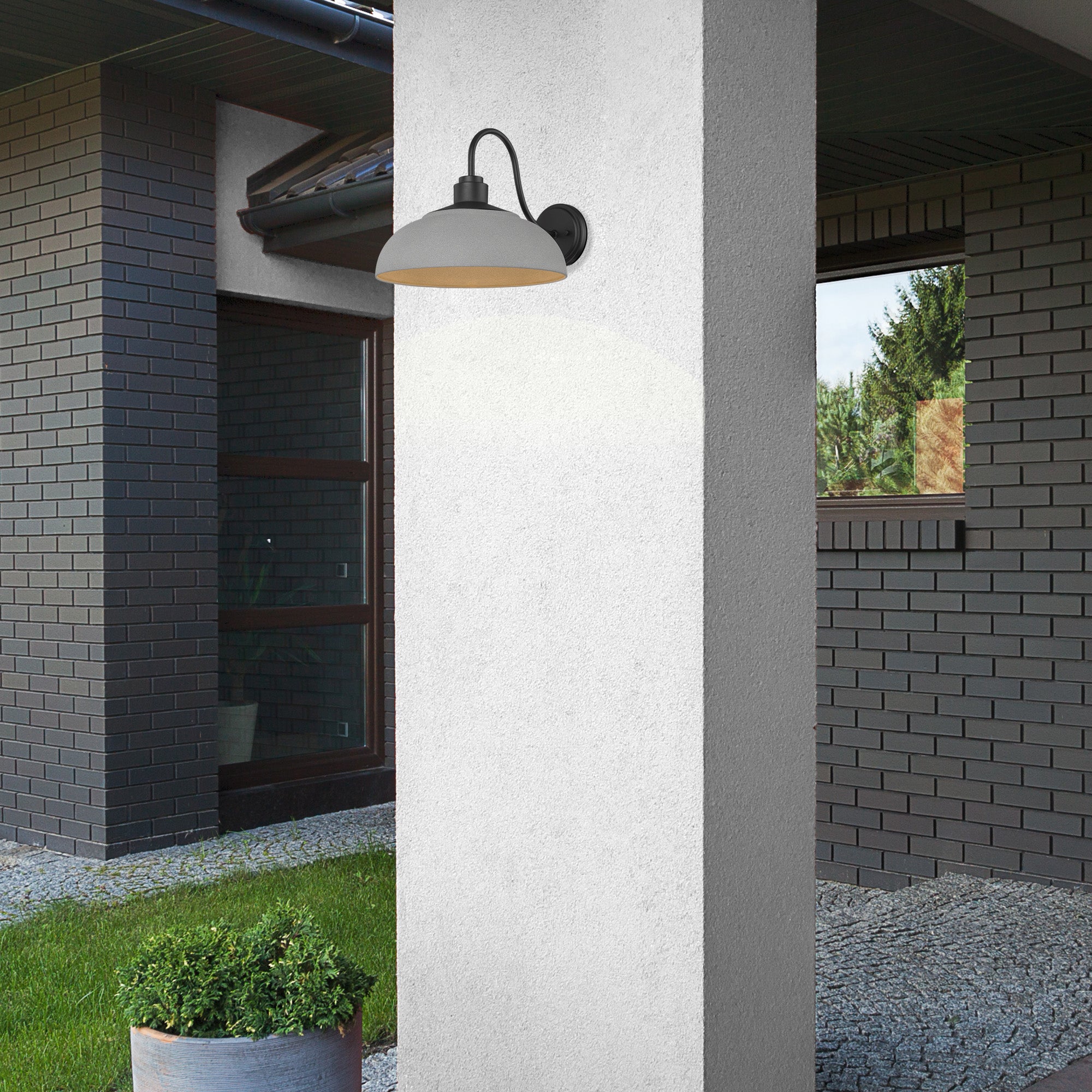 Levitt Large Wall Sconce - Outdoor in Natural Black with Natural Gray Shade - Default Title - Golden Lighting