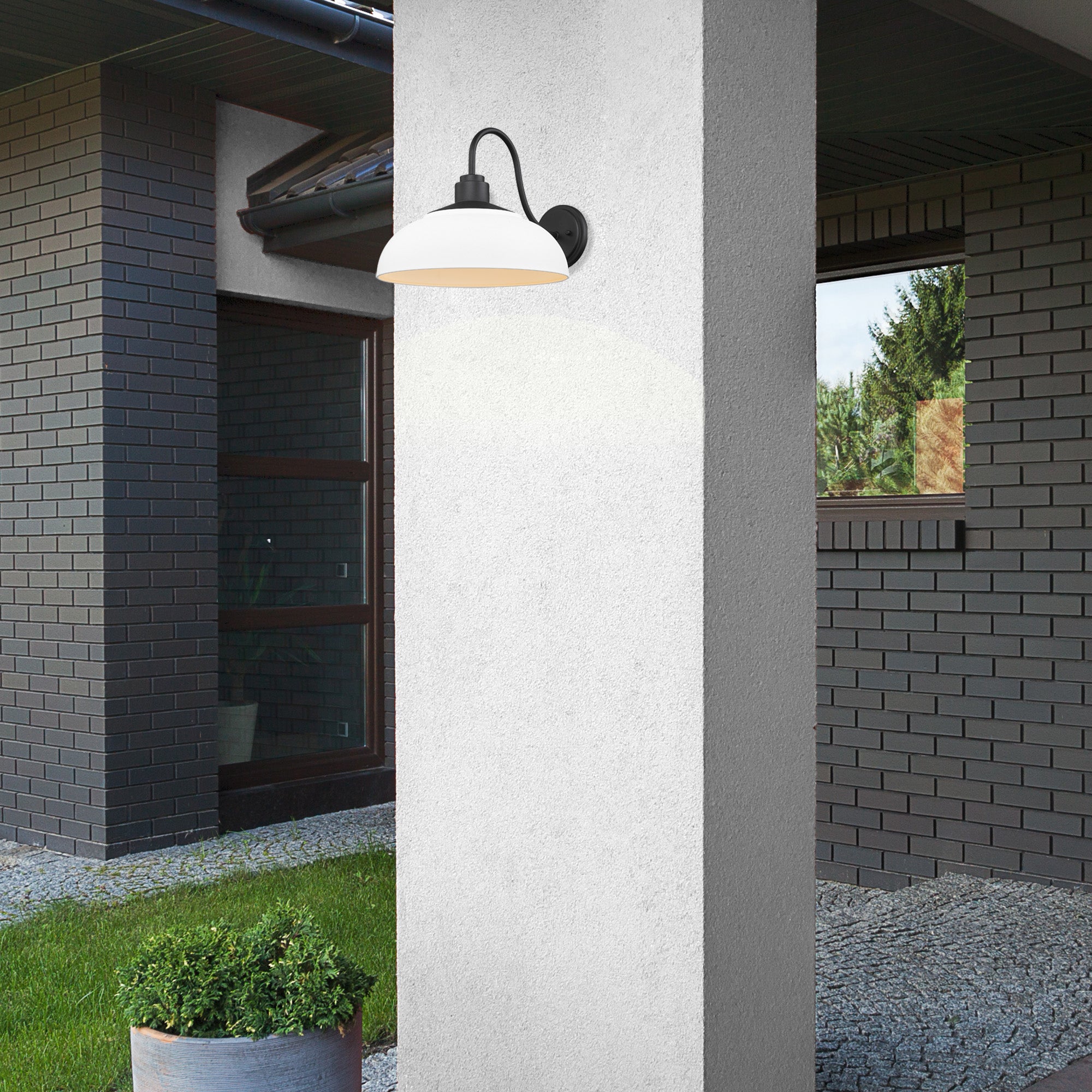Yep by Golden Lighting Levitt 1-light Outdoor Wall in Natural Black and Natural White shade