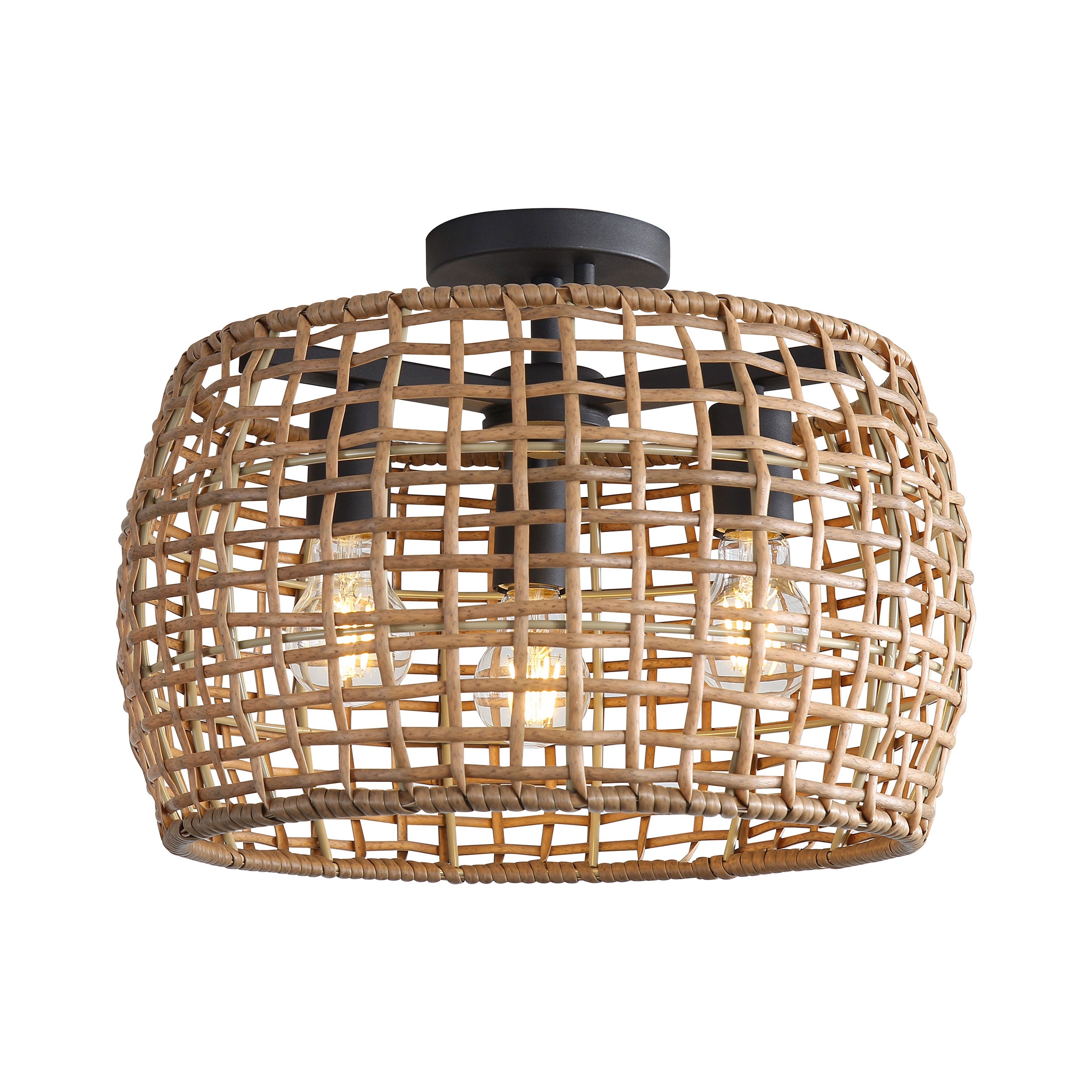 Weavelight 3-light Semi-Flush Mount in Natural Black