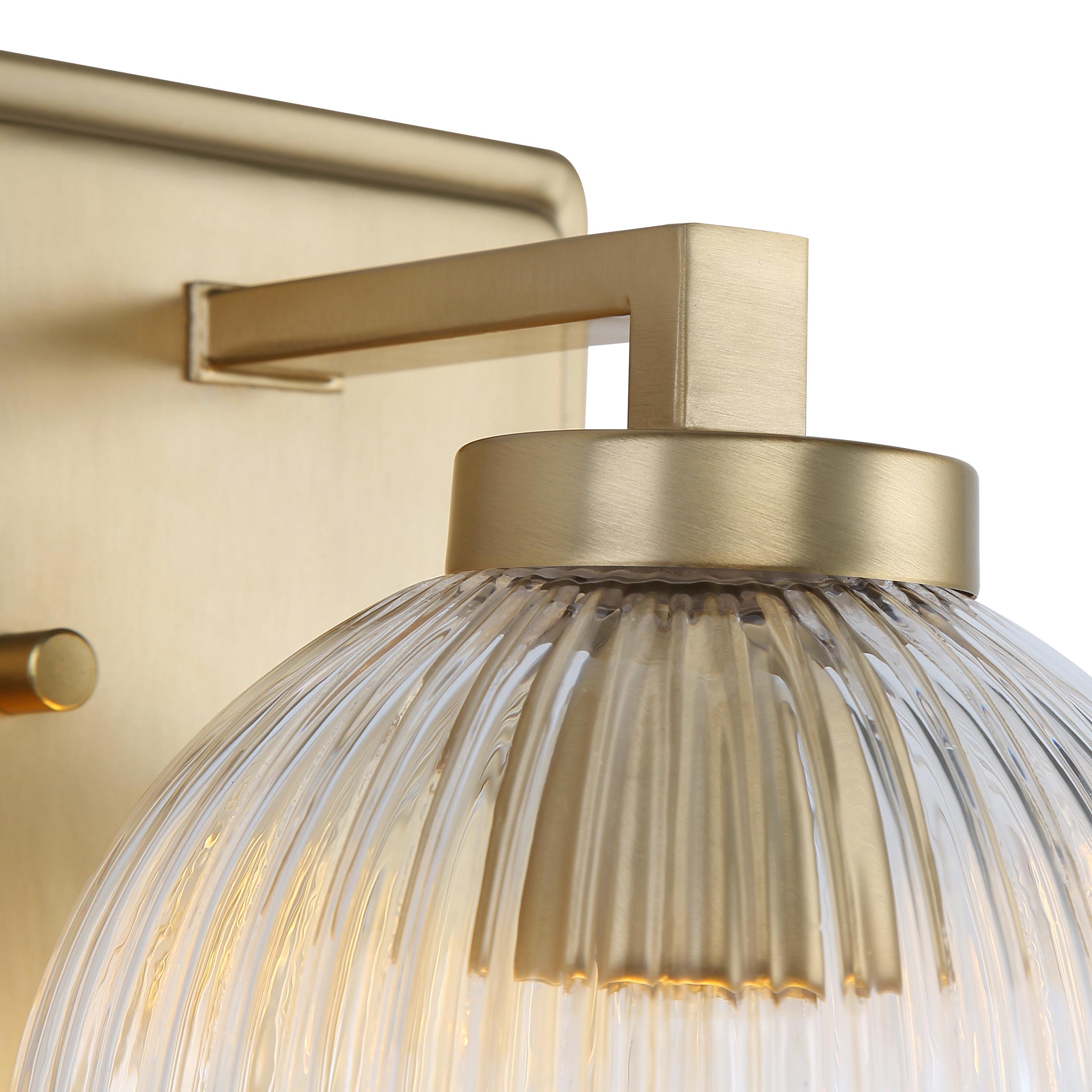 Yep by Golden Lighting Elliott 1-light Vanity in Brushed Champagne Brass and Clear Ribbed Glass - - Golden Lighting