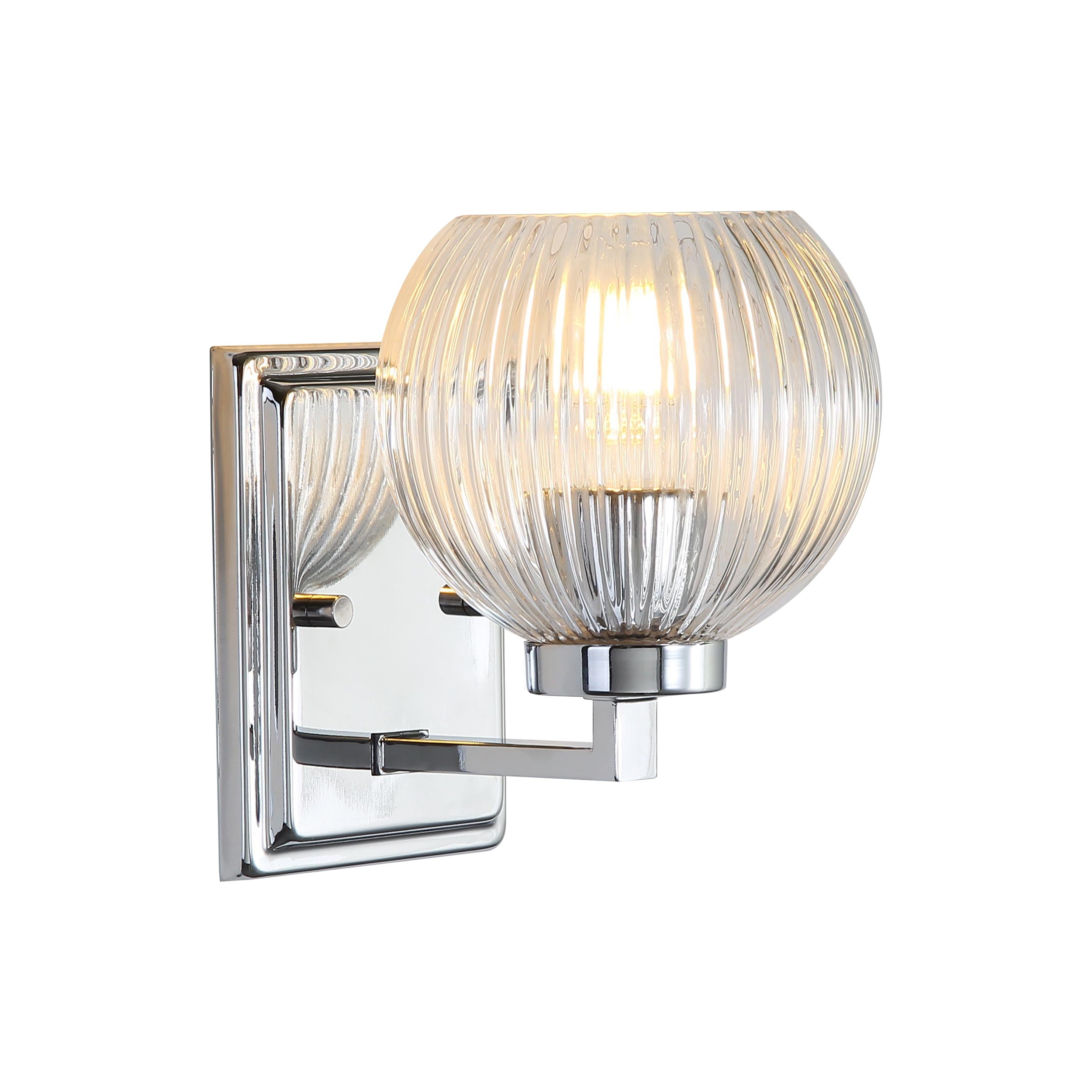 Yep by Golden Lighting Elliott 1-light Vanity in Chrome and Clear Ribbed Glass - - Golden Lighting