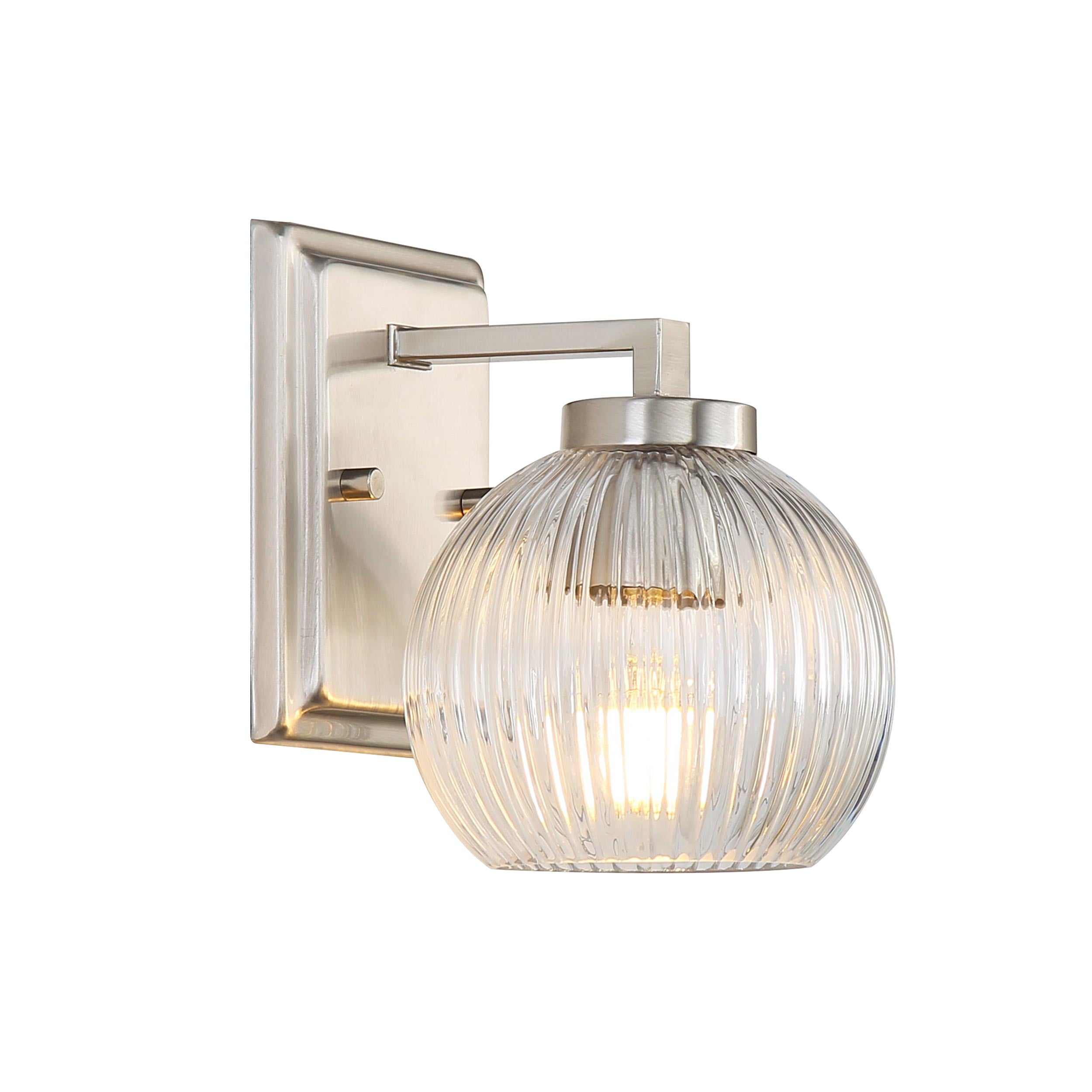 Yep by Golden Lighting Elliott 1-light Vanity in Pewter and Clear Ribbed Glass - - Golden Lighting