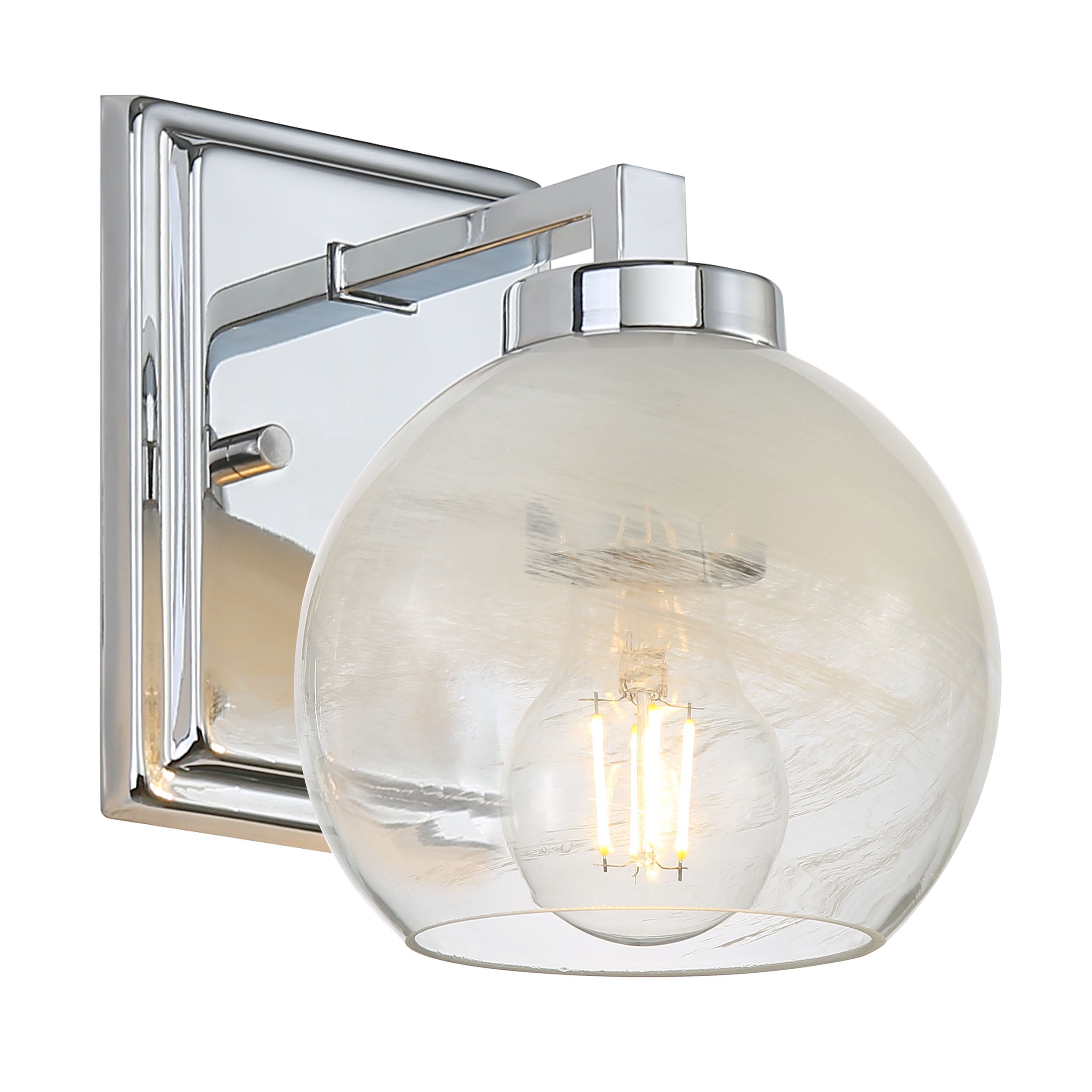 Yep by Golden Lighting Elliott 1-light Vanity in Chrome and Clear Alabaster Glass - - Golden Lighting