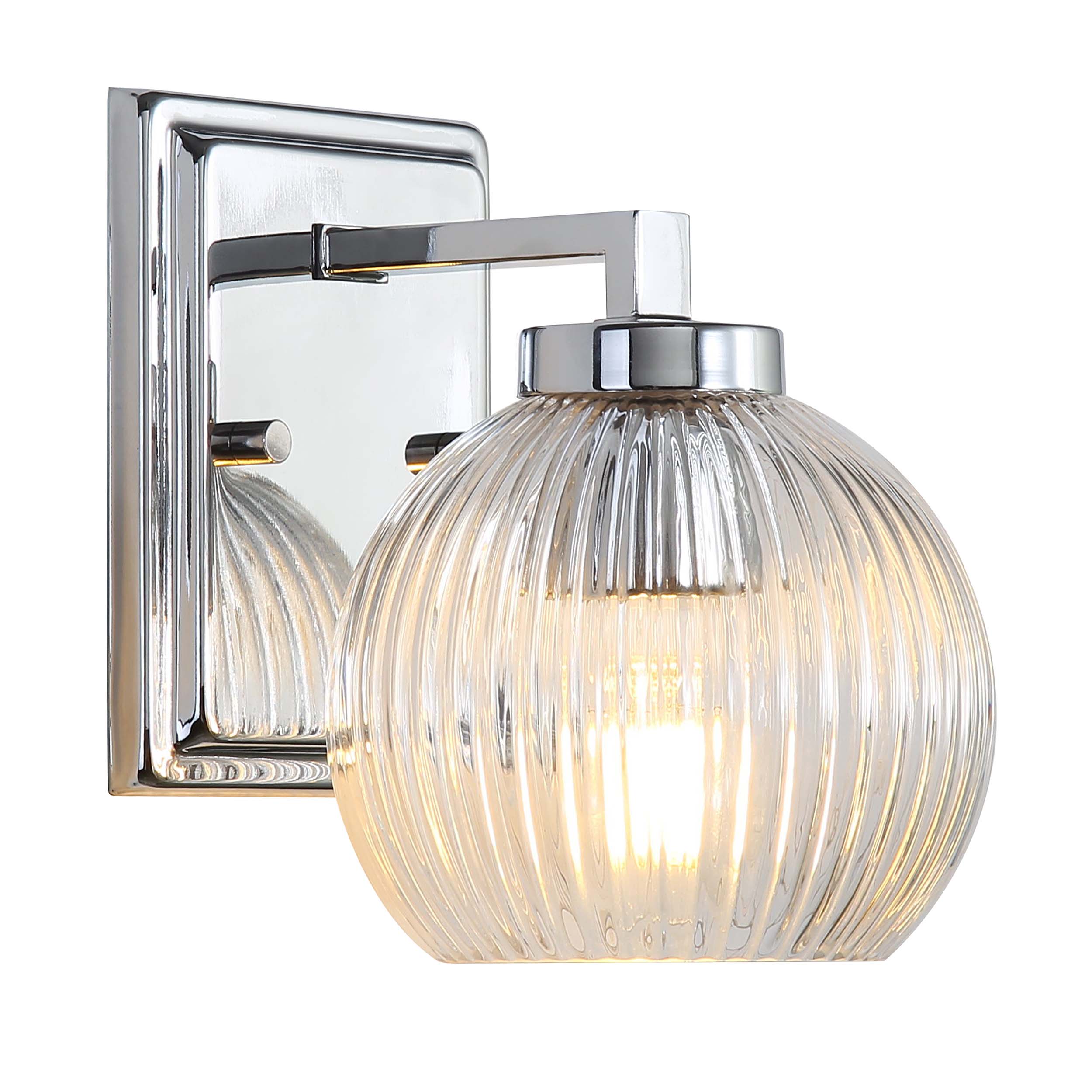 Yep by Golden Lighting Elliott 1-light Vanity in Chrome and Clear Ribbed Glass - - Golden Lighting