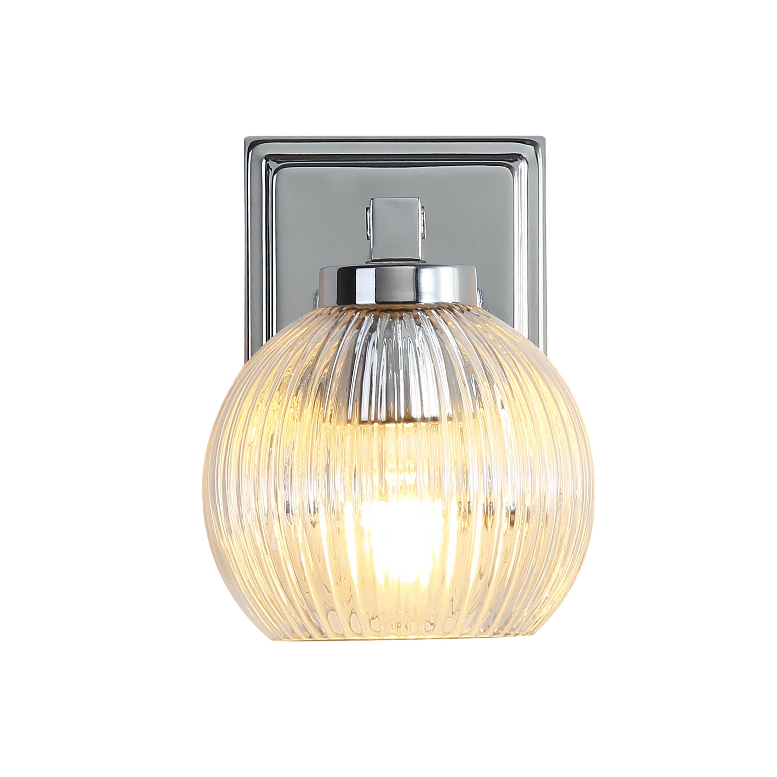 Elliott 1-Light Vanity Light in Chrome with Ribbed Clear Shade - Default Title - Golden Lighting