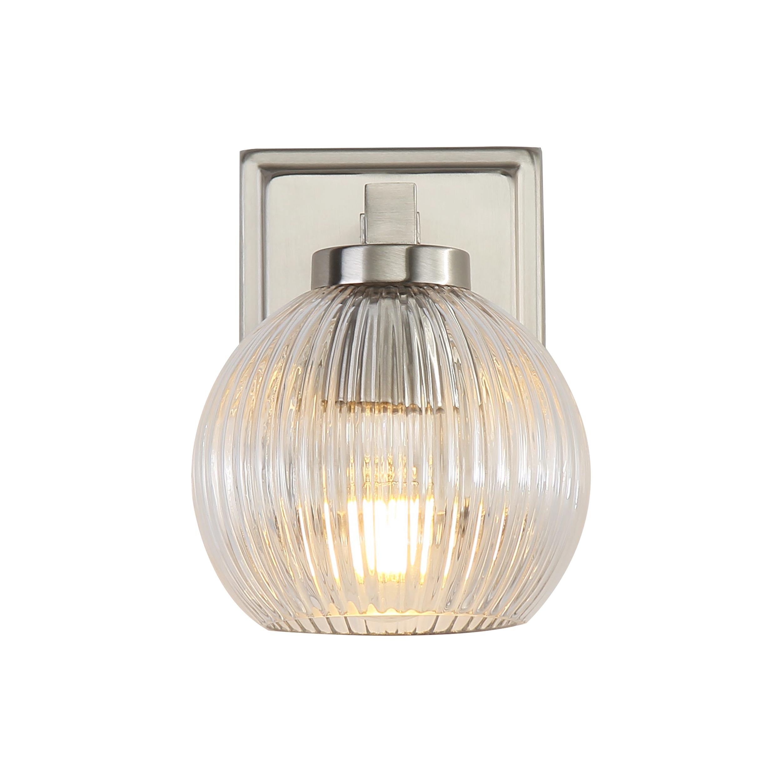 Elliott 1-Light Vanity Light in Pewter with Ribbed Clear Shade - - Golden Lighting