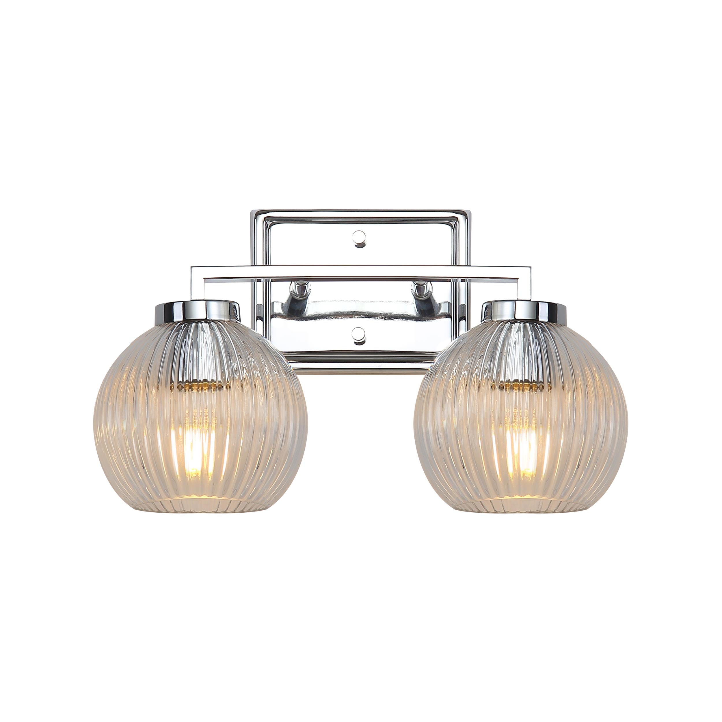Yep by Golden Lighting Elliott 2-light Vanity in Chrome and Clear Ribbed Glass - - Golden Lighting