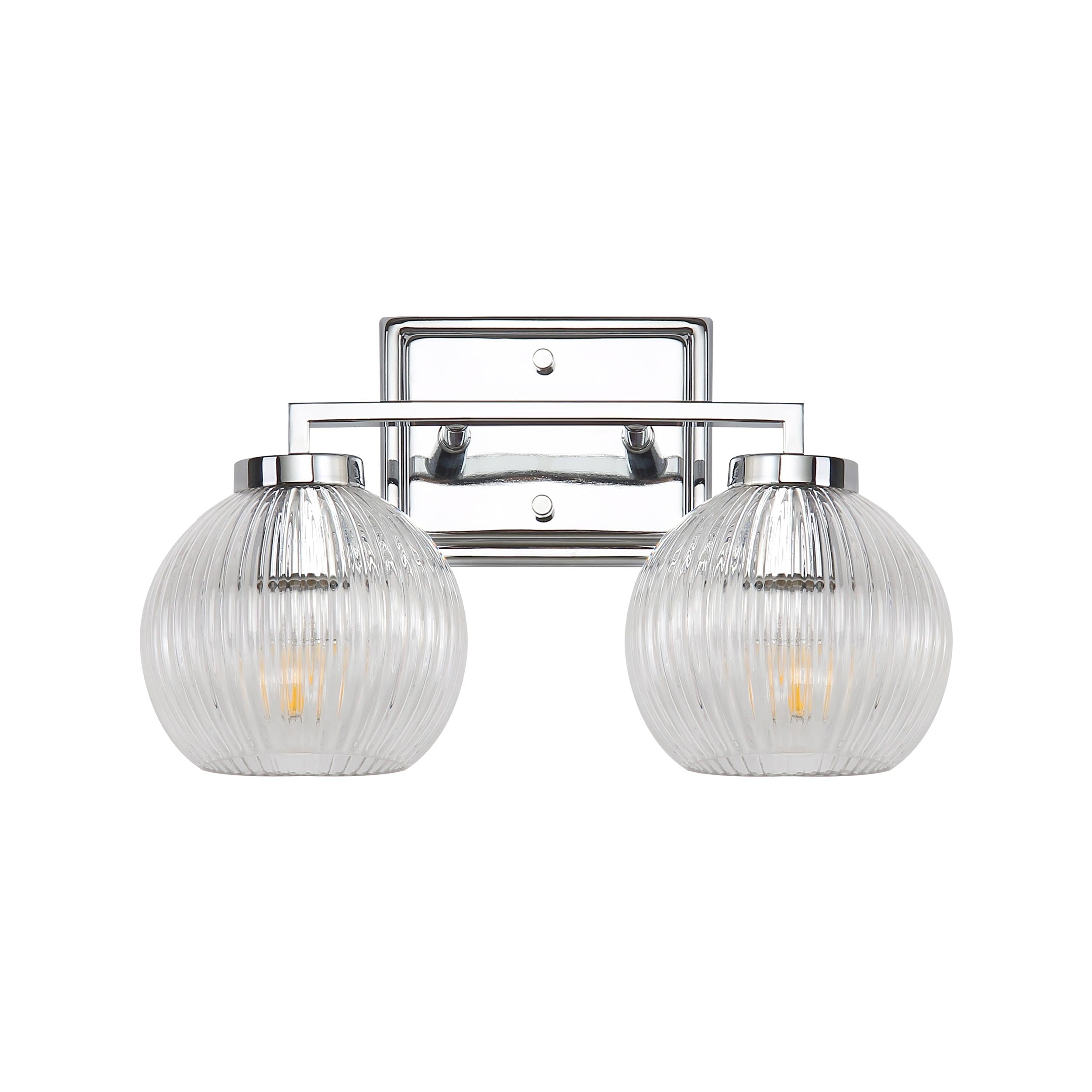 Yep by Golden Lighting Elliott 2-light Vanity in Chrome and Clear Ribbed Glass - - Golden Lighting