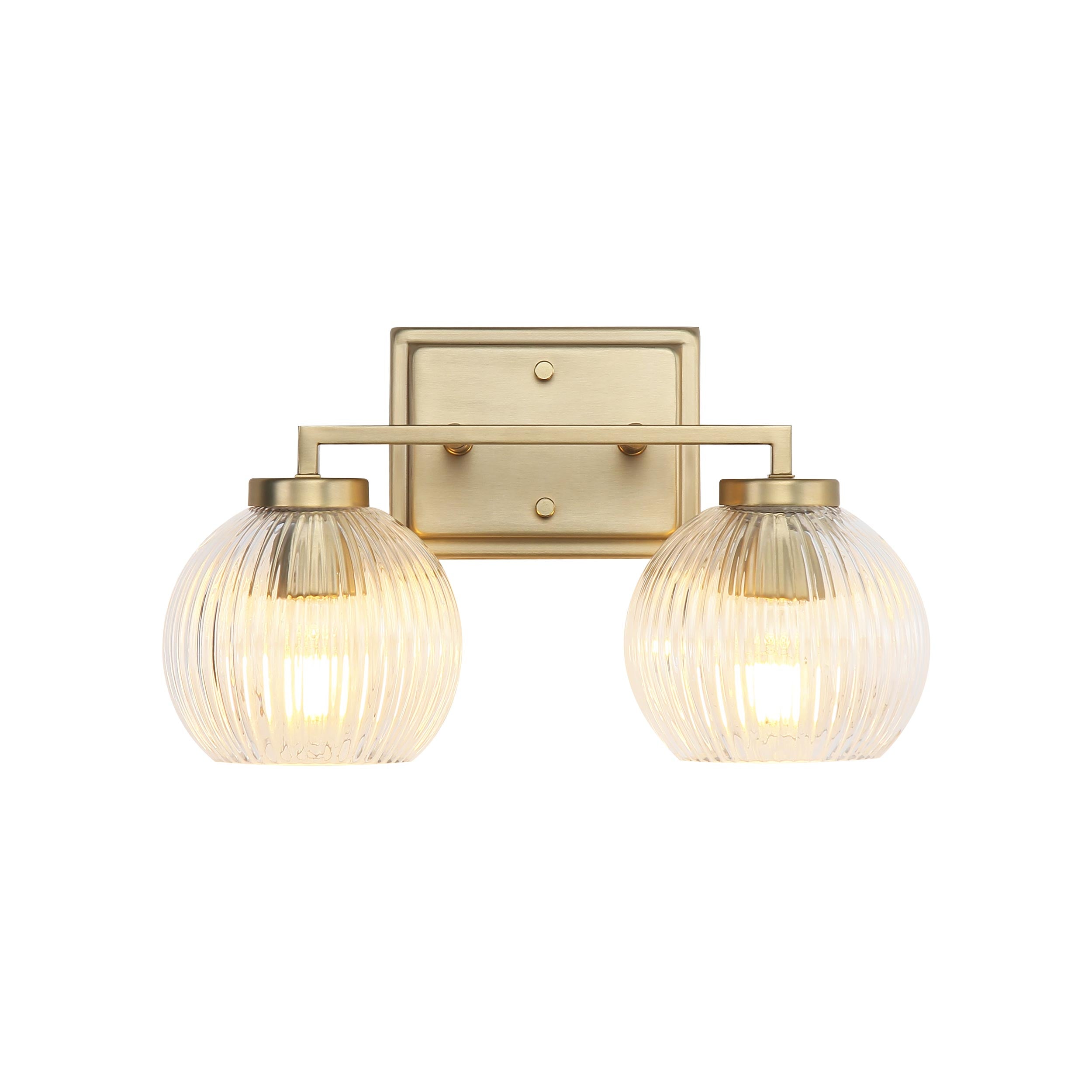 Elliott 2-Light Vanity Light in Brushed Champagne Bronze with Ribbed Clear Shade - Default Title - Golden Lighting