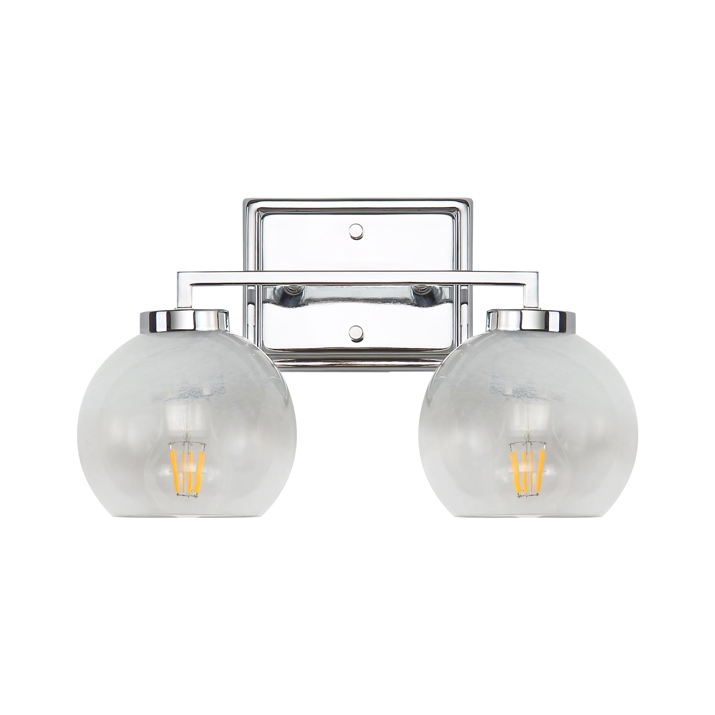 Elliott 2-Light Vanity Light in Chrome with Alabaster Shade - - Golden Lighting
