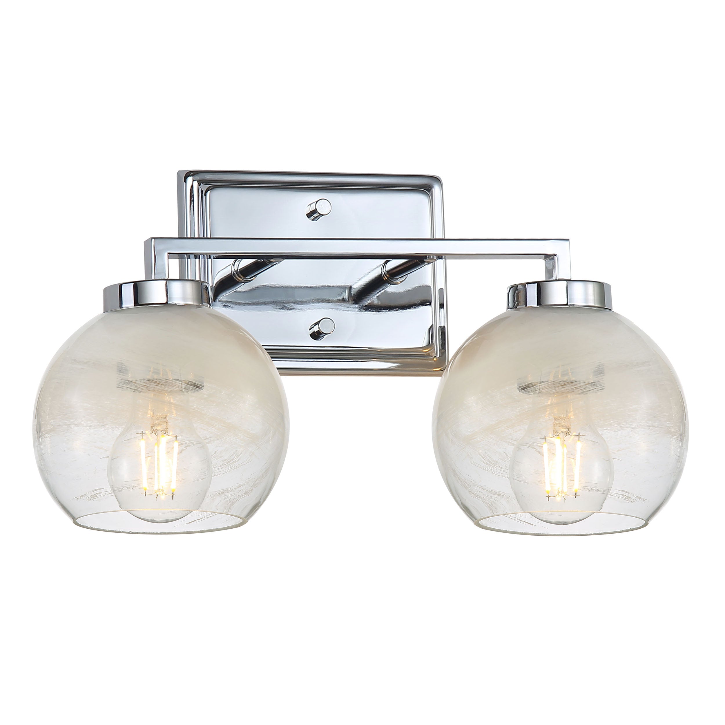 Yep by Golden Lighting Elliott 2-light Vanity in Chrome and Clear Alabaster Glass - - Golden Lighting