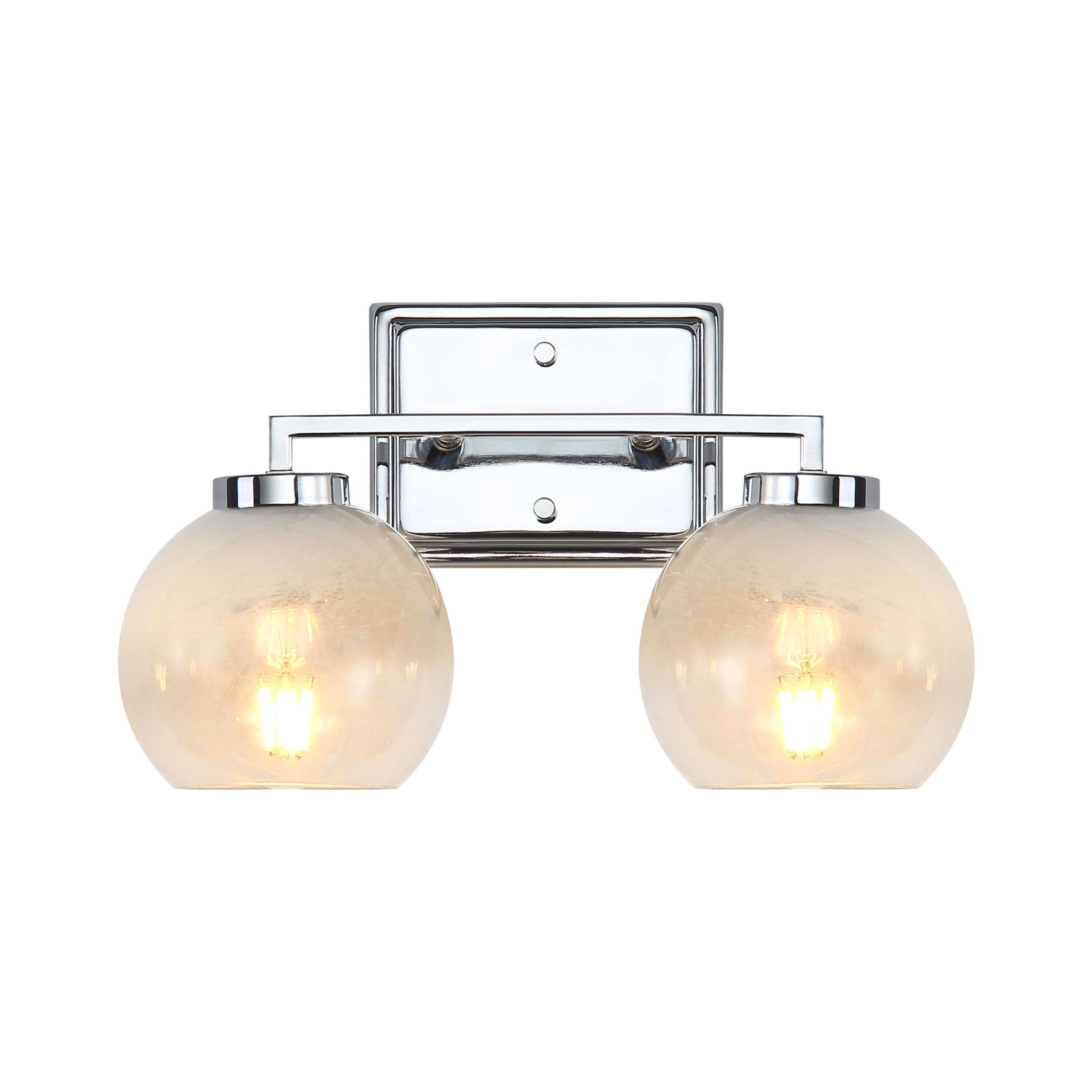 Elliott 2-Light Vanity Light in Chrome with Alabaster Shade - Default Title - Golden Lighting