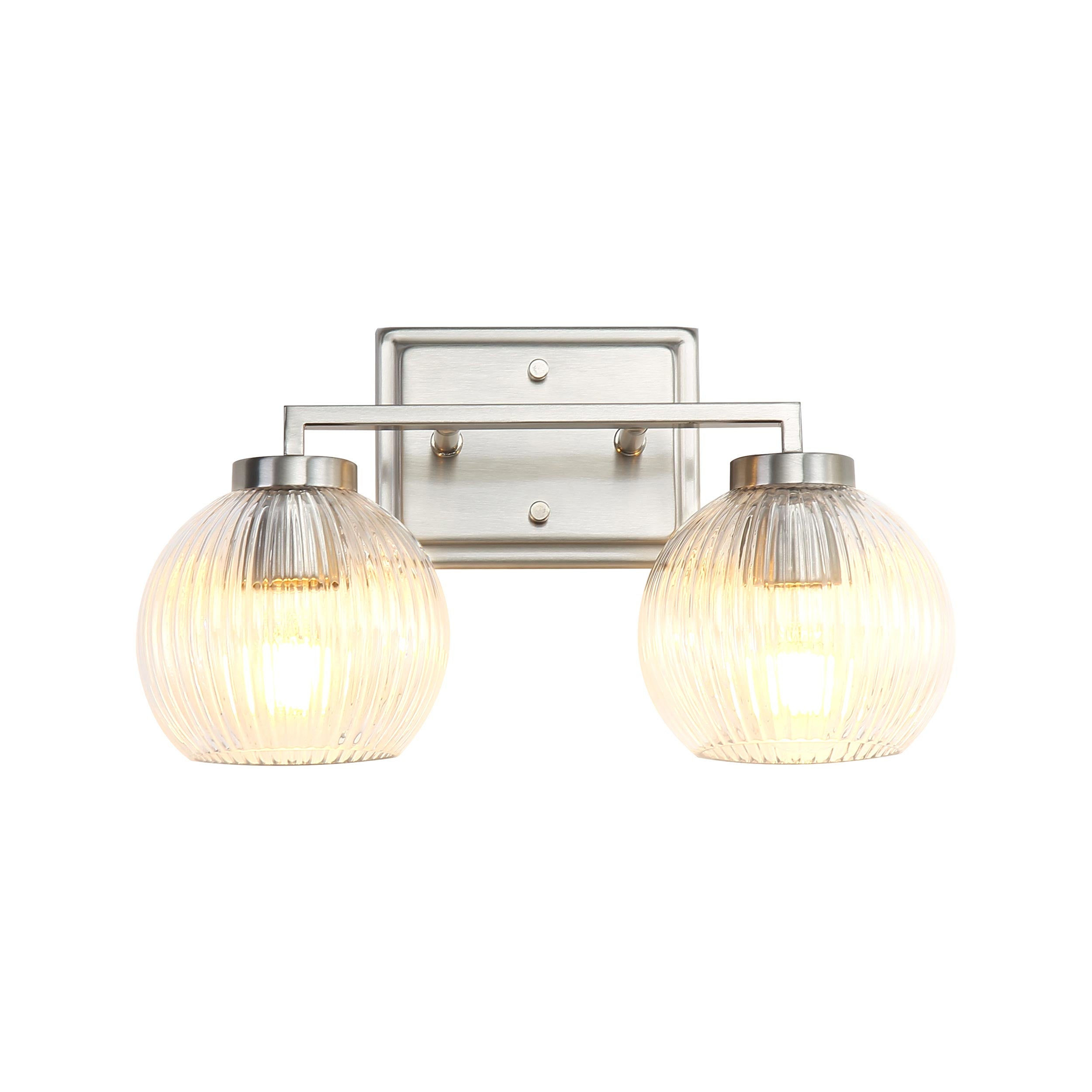 Elliott 2-Light Vanity Light in Pewter with Ribbed Clear Shade - Default Title - Golden Lighting
