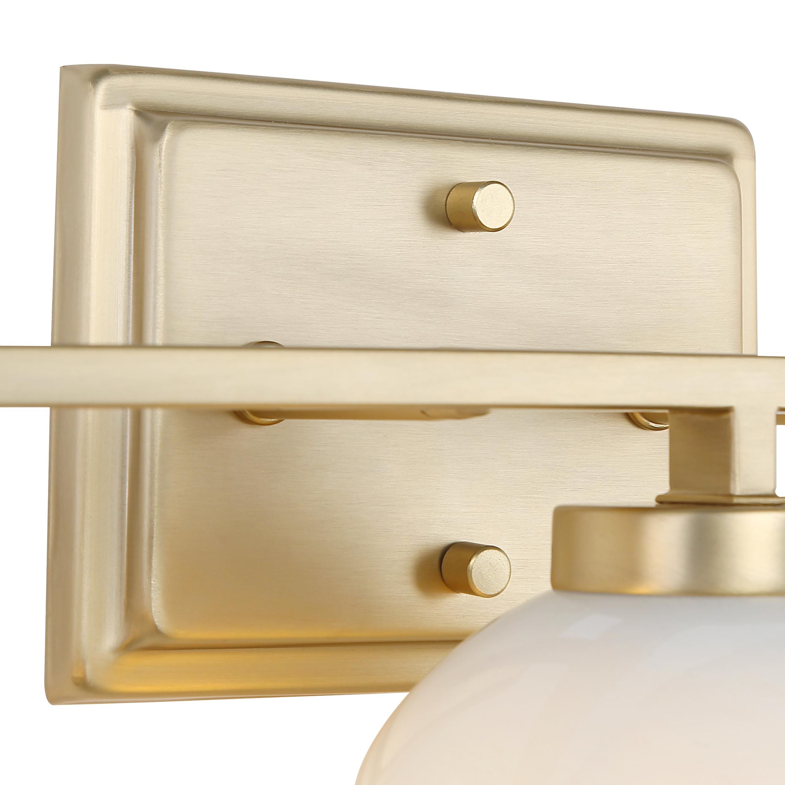Yep by Golden Lighting Elliott 3-light Vanity in Brushed Champagne Brass and Clear Alabaster Glass - - Golden Lighting