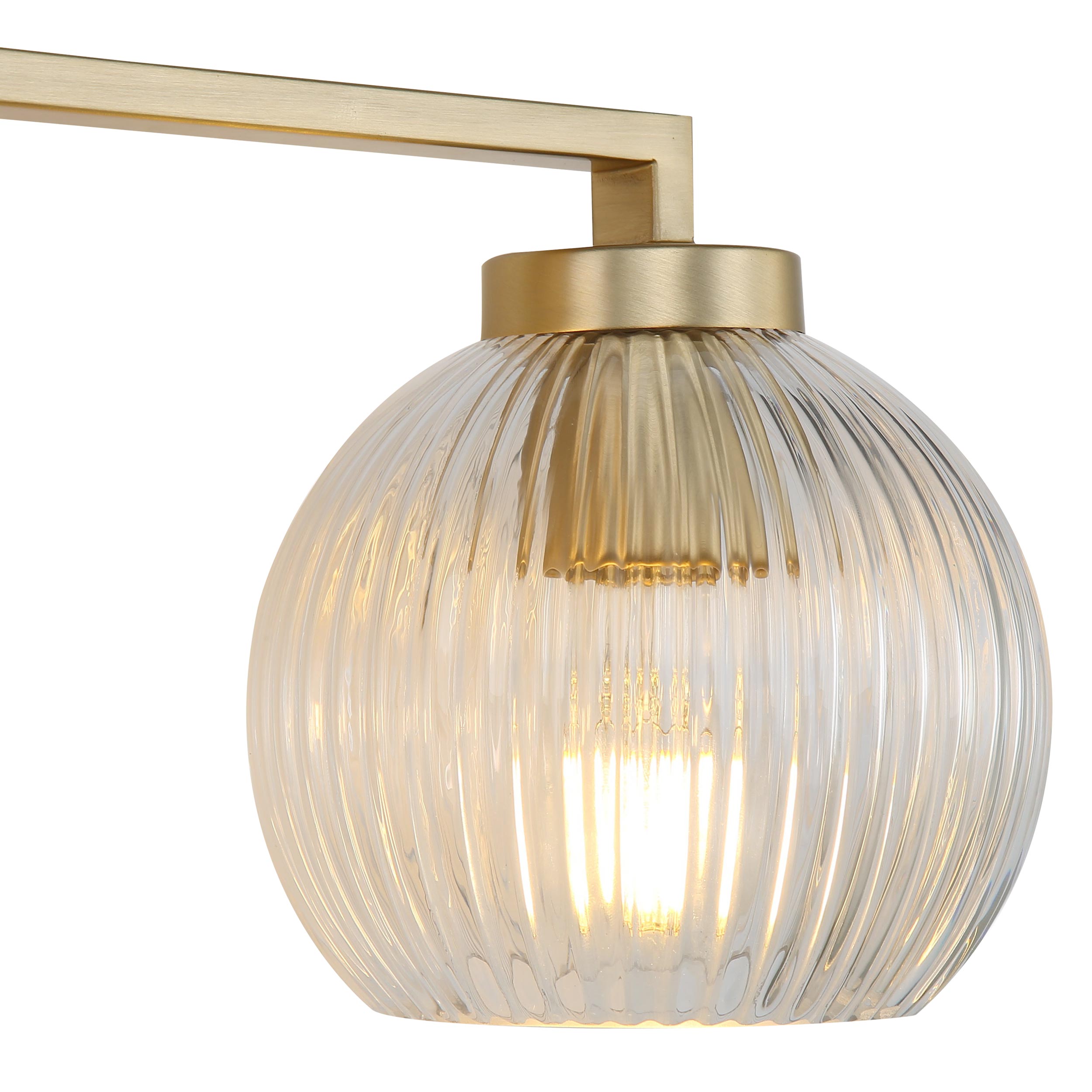 Yep by Golden Lighting Elliott 3-light Vanity in Brushed Champagne Brass and Clear Ribbed Glass - - Golden Lighting