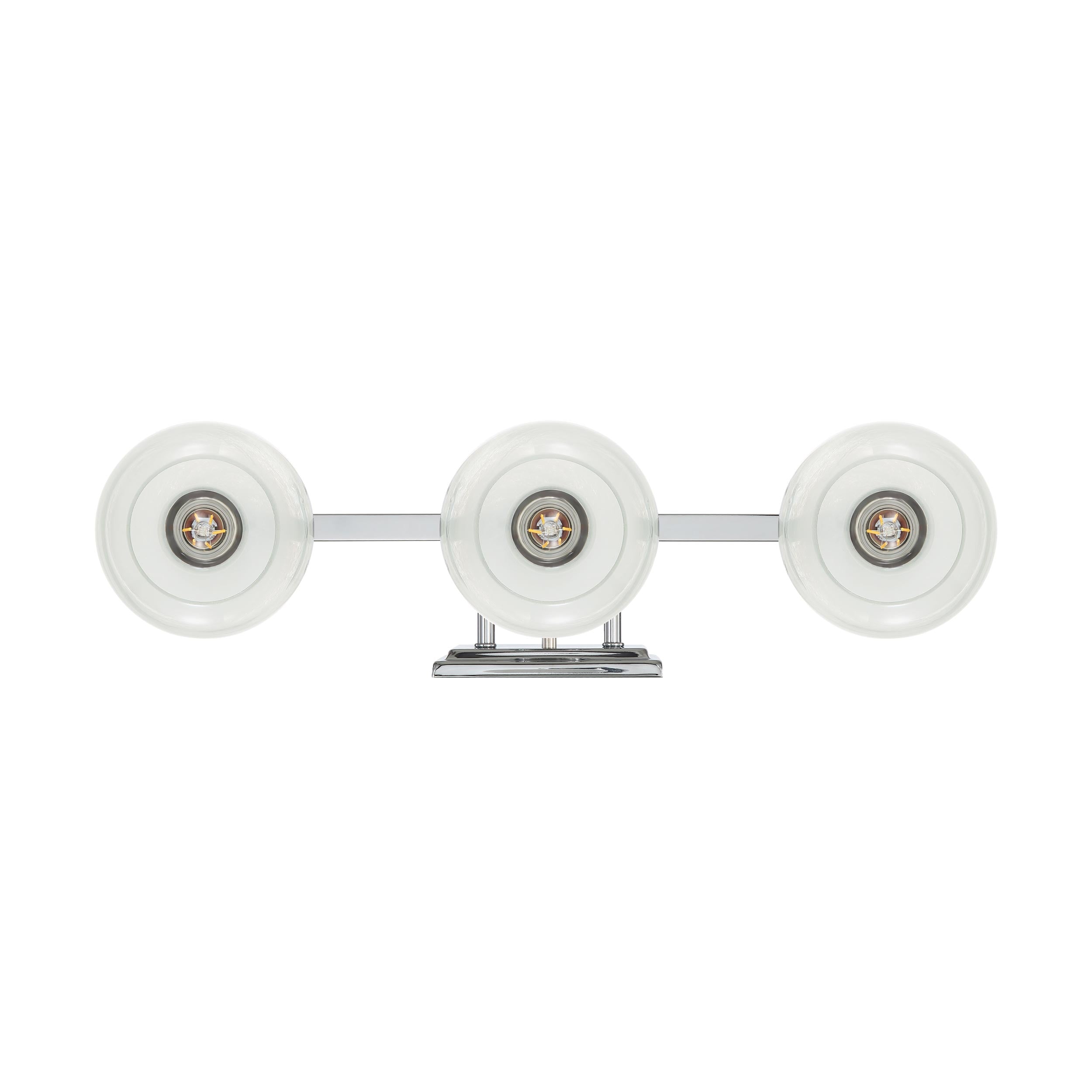 Yep by Golden Lighting Elliott 3-light Vanity in Chrome and Clear Alabaster Glass - - Golden Lighting