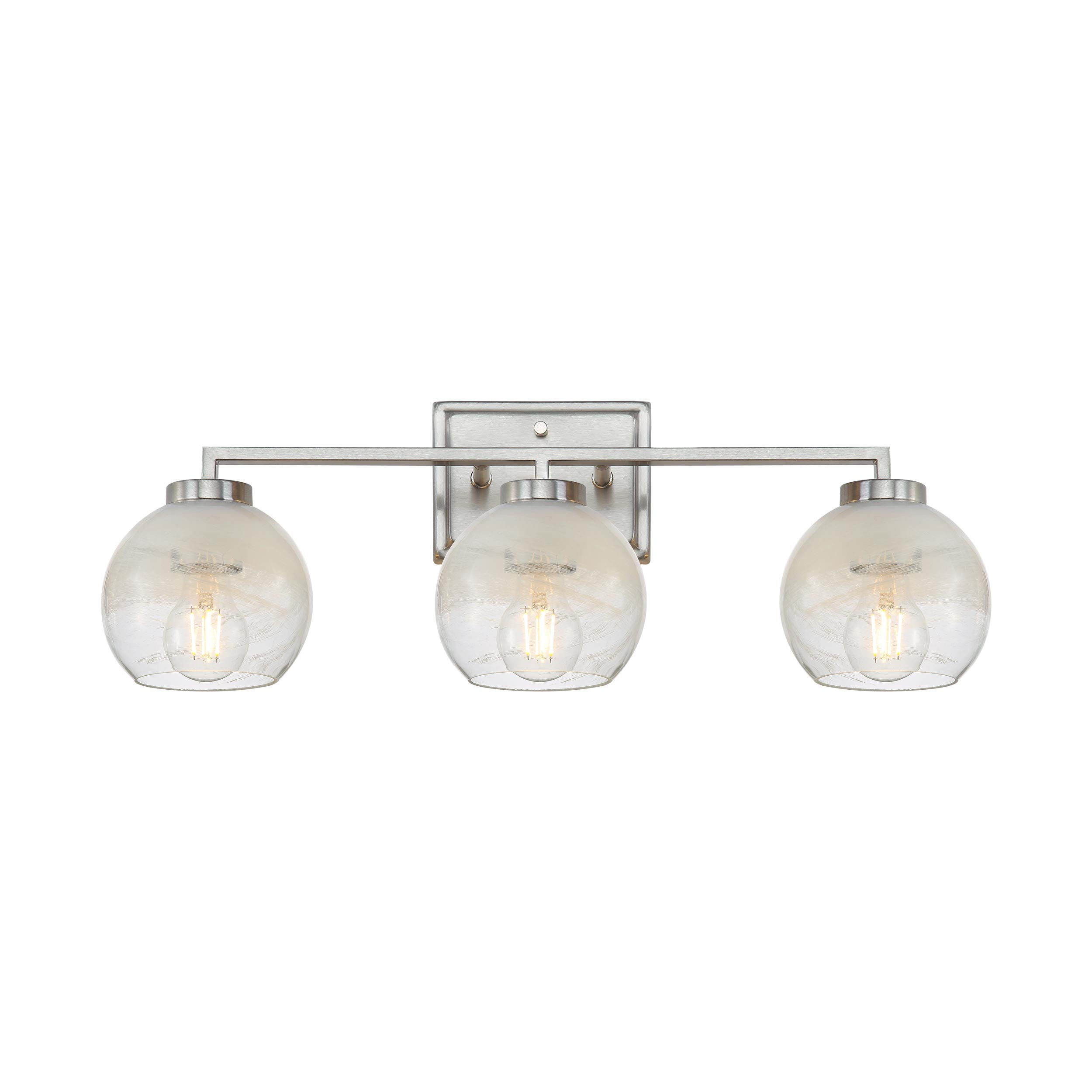 Yep by Golden Lighting Elliott 3-light Vanity in Pewter and Clear Alabaster Glass - - Golden Lighting