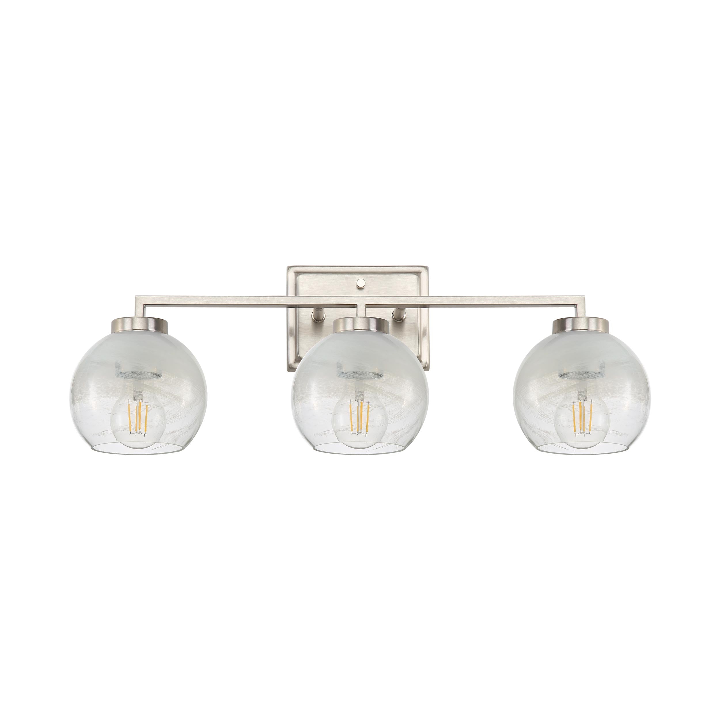 Yep by Golden Lighting Elliott 3-light Vanity in Pewter and Clear Alabaster Glass - - Golden Lighting