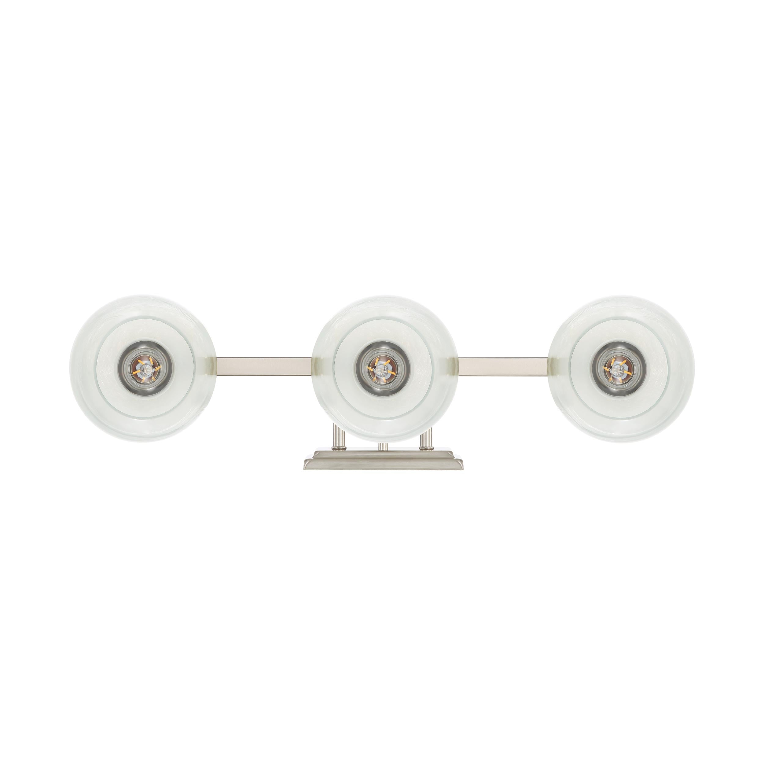 Yep by Golden Lighting Elliott 3-light Vanity in Pewter and Clear Alabaster Glass - - Golden Lighting
