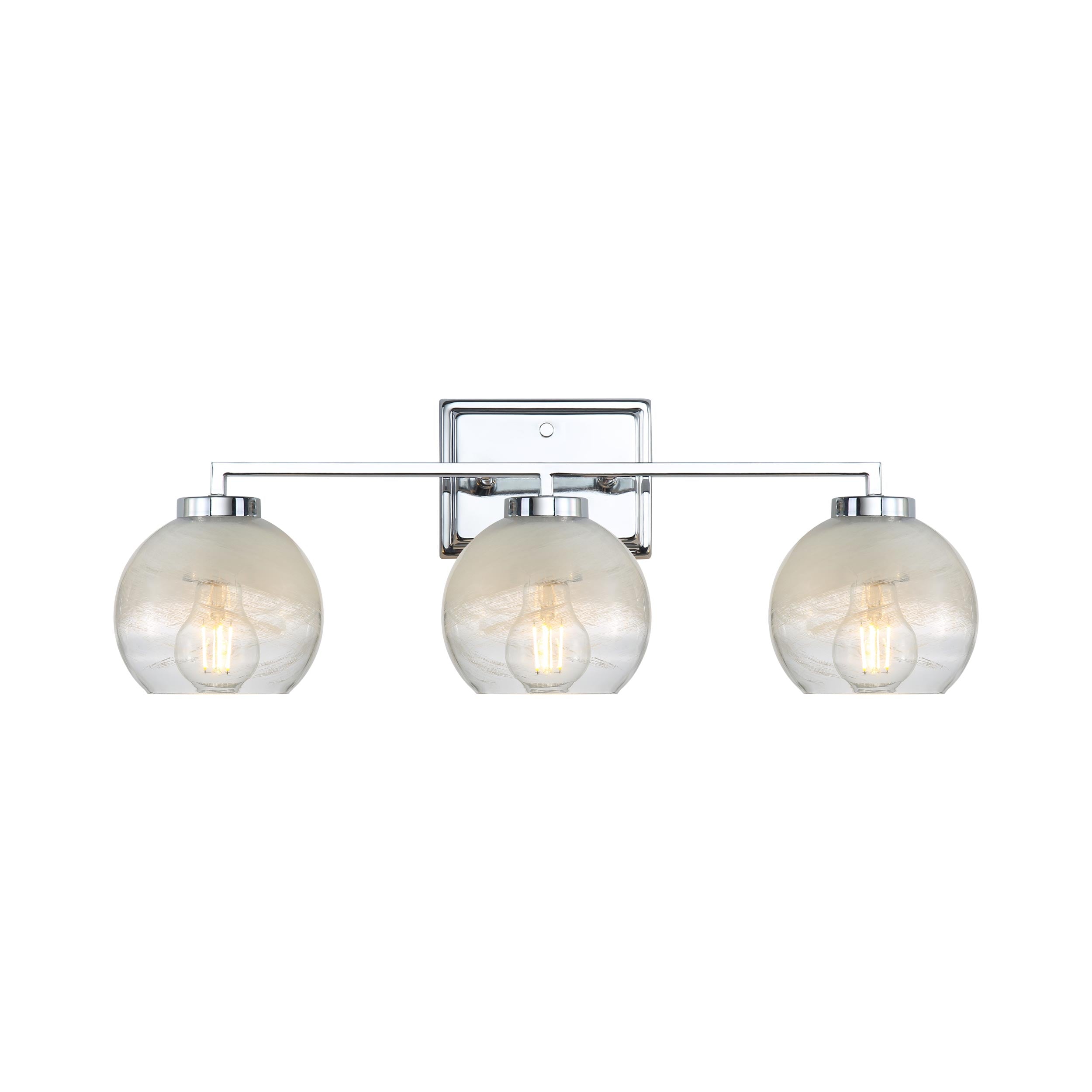 Elliott 3-Light Vanity Light in Chrome with Alabaster Shade - - Golden Lighting