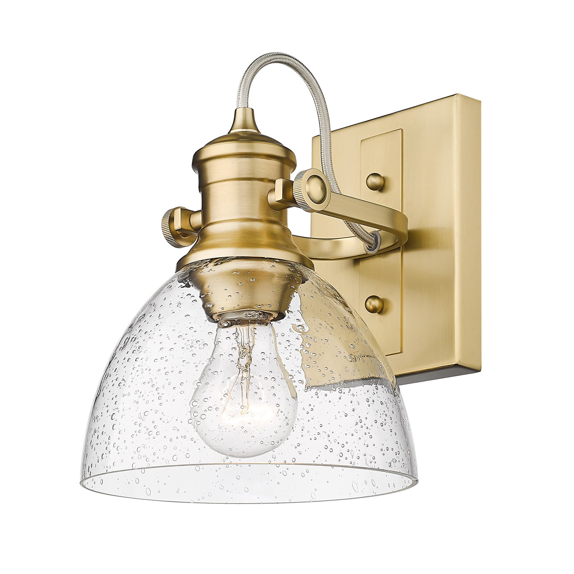 Yep by Golden Lighting Hines 1-light Semi-Flush Mount in Brushed Champagne Brass - - Golden Lighting