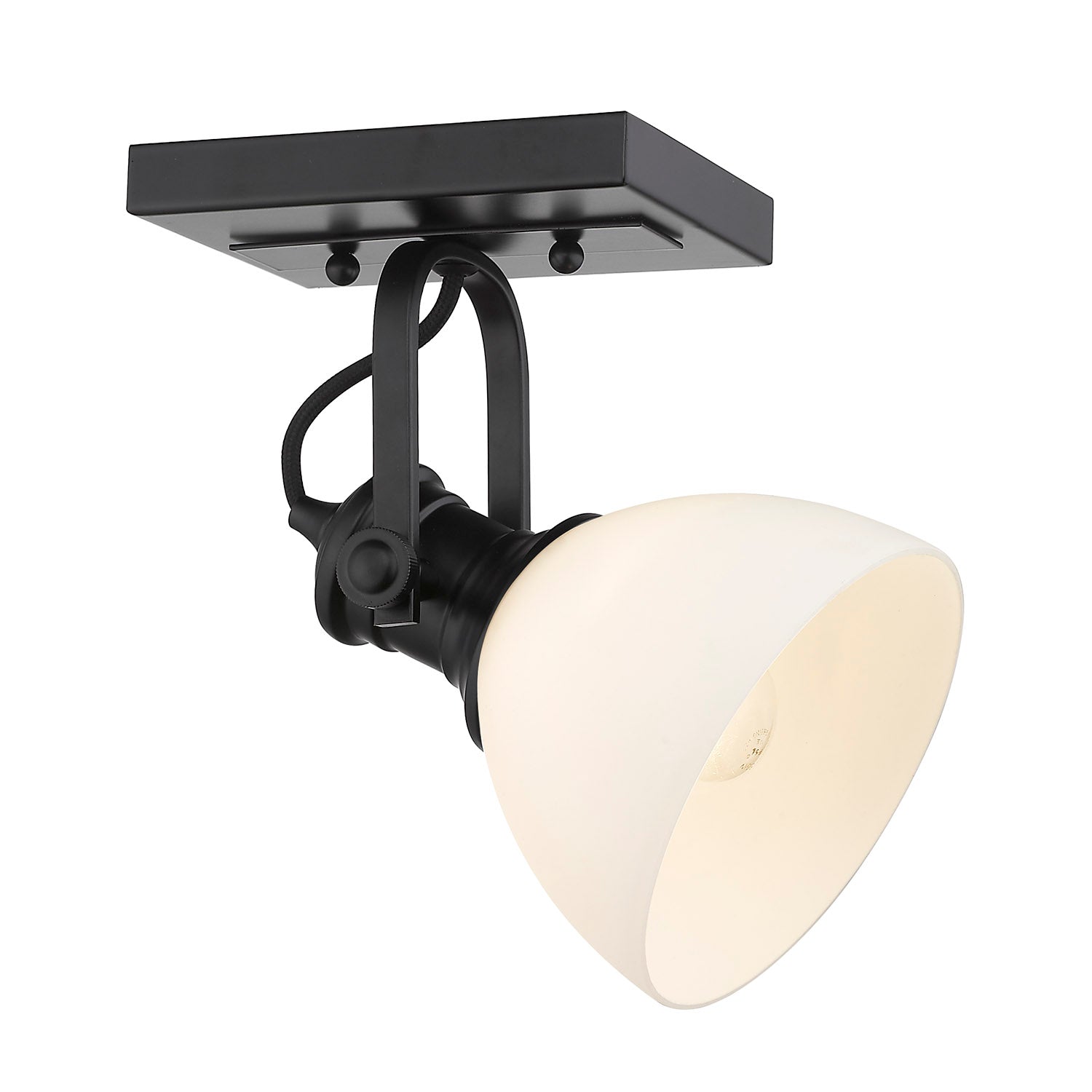 Yep by Golden Lighting Hines 1-light Adjustable Semi-Flush Mount in Matte Black and Opal Glass - - Golden Lighting