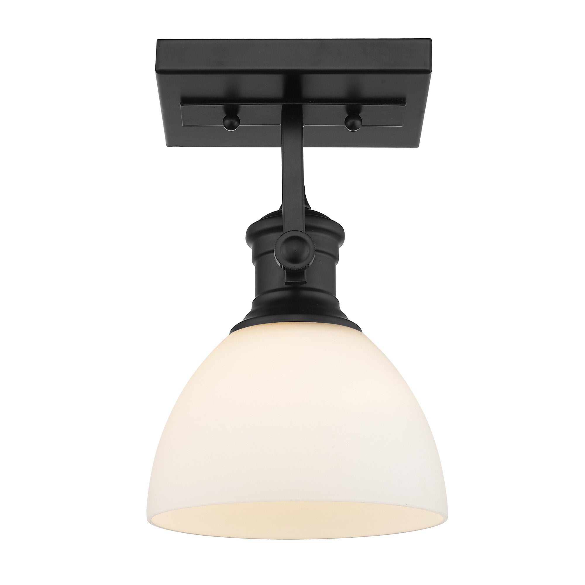 Hines 1-Light Semi-Flush in Matte Black with Opal Glass - - Golden Lighting