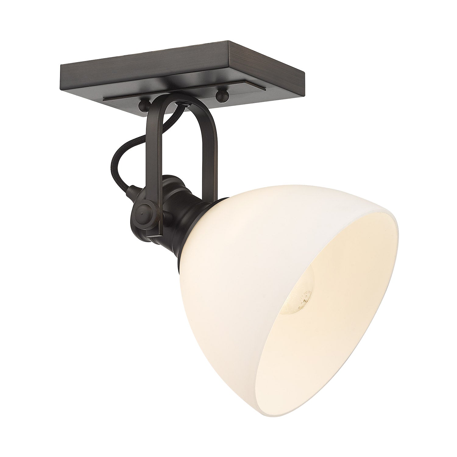 Yep by Golden Lighting Hines 1-light Adjustable Semi-Flush Mount in Rubbed Bronze and Opal Glass - - Golden Lighting