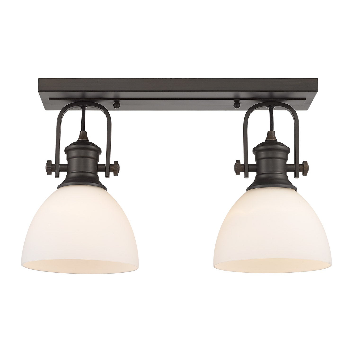 Yep by Golden Lighting Hines 2-light Semi-Flush Mount in Rubbed Bronze and Opal Glass - - Golden Lighting