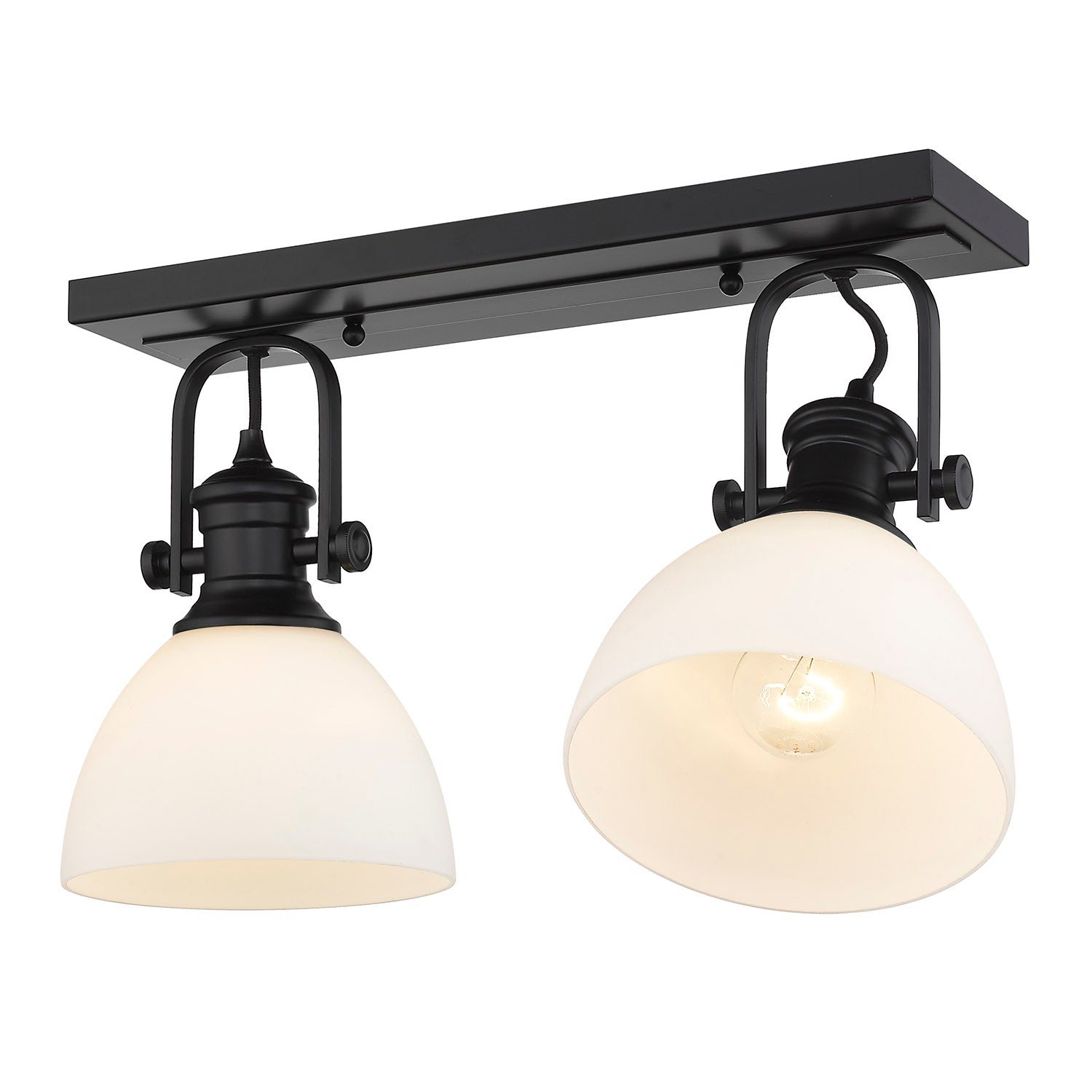 Yep by Golden Lighting Hines 2-light Semi-Flush Mount in Matte Black and Opal Glass - - Golden Lighting