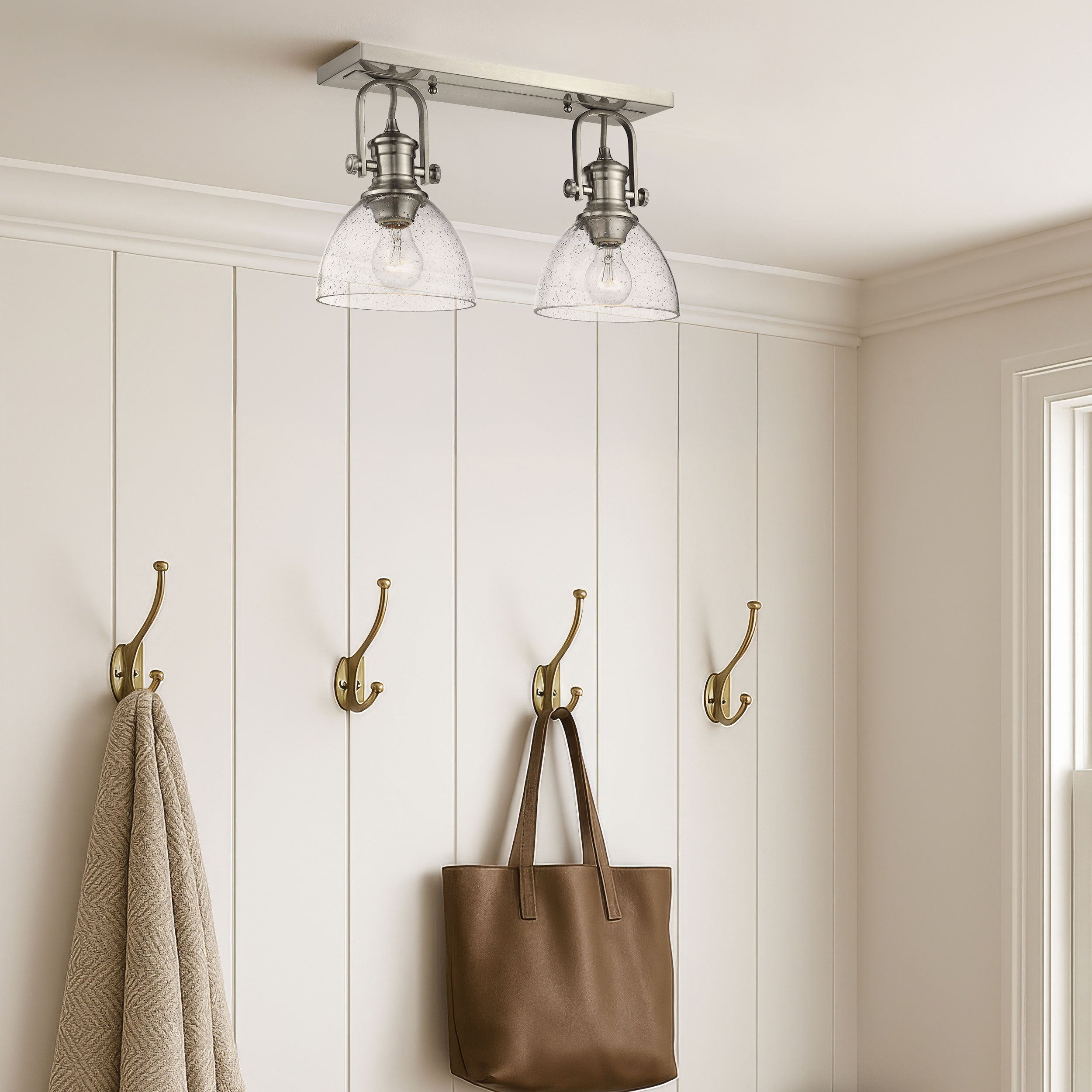 Yep by Golden Lighting Hines 2-light Semi-Flush Mount in Pewter - - Golden Lighting