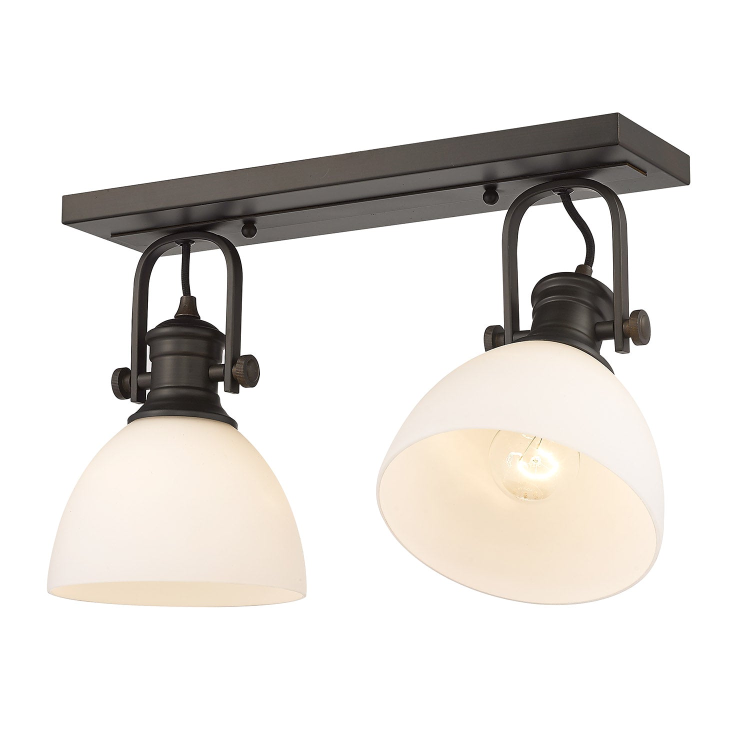 Yep by Golden Lighting Hines 2-light Semi-Flush Mount in Rubbed Bronze and Opal Glass - - Golden Lighting