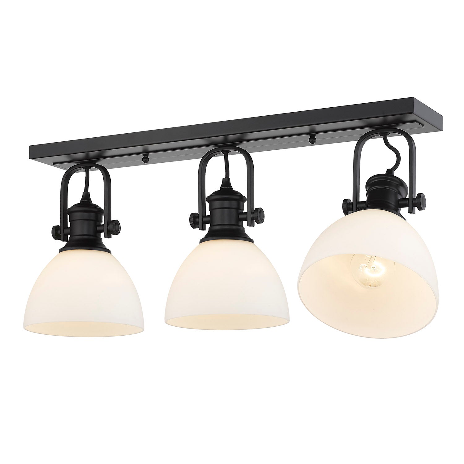 Yep by Golden Lighting Hines 3-light Semi-Flush Mount in Matte Black and Opal Glass - - Golden Lighting