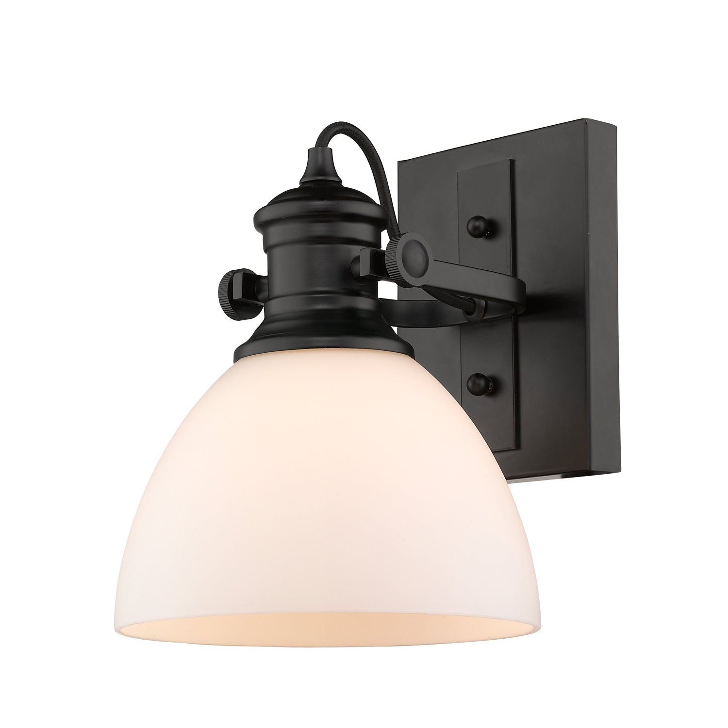 Yep by Golden Lighting Hines 1-light Vanity in Matte Black and Opal Glass - - Golden Lighting