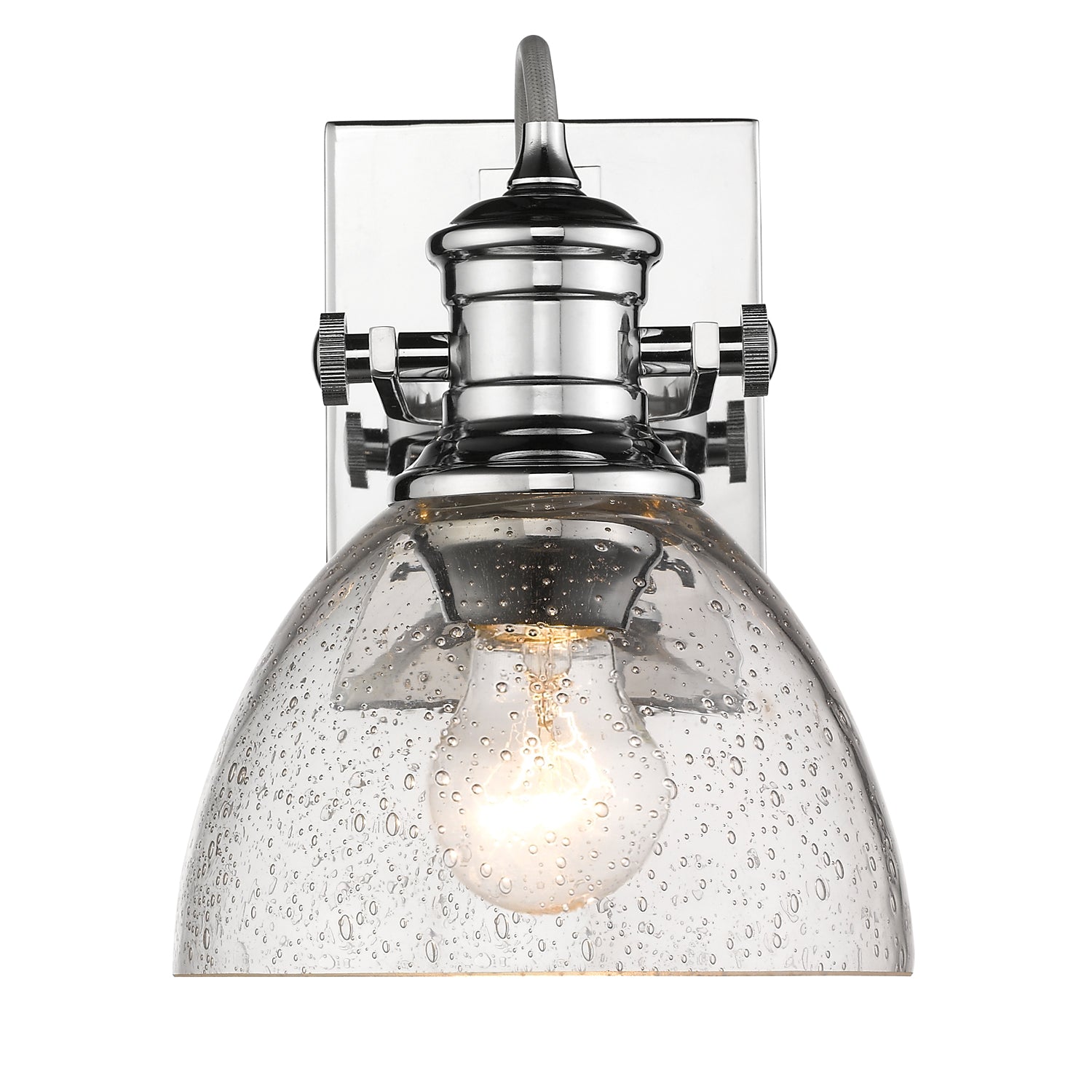 Yep by Golden Lighting Hines 1-light Vanity in Chrome and Seeded Glass - - Golden Lighting