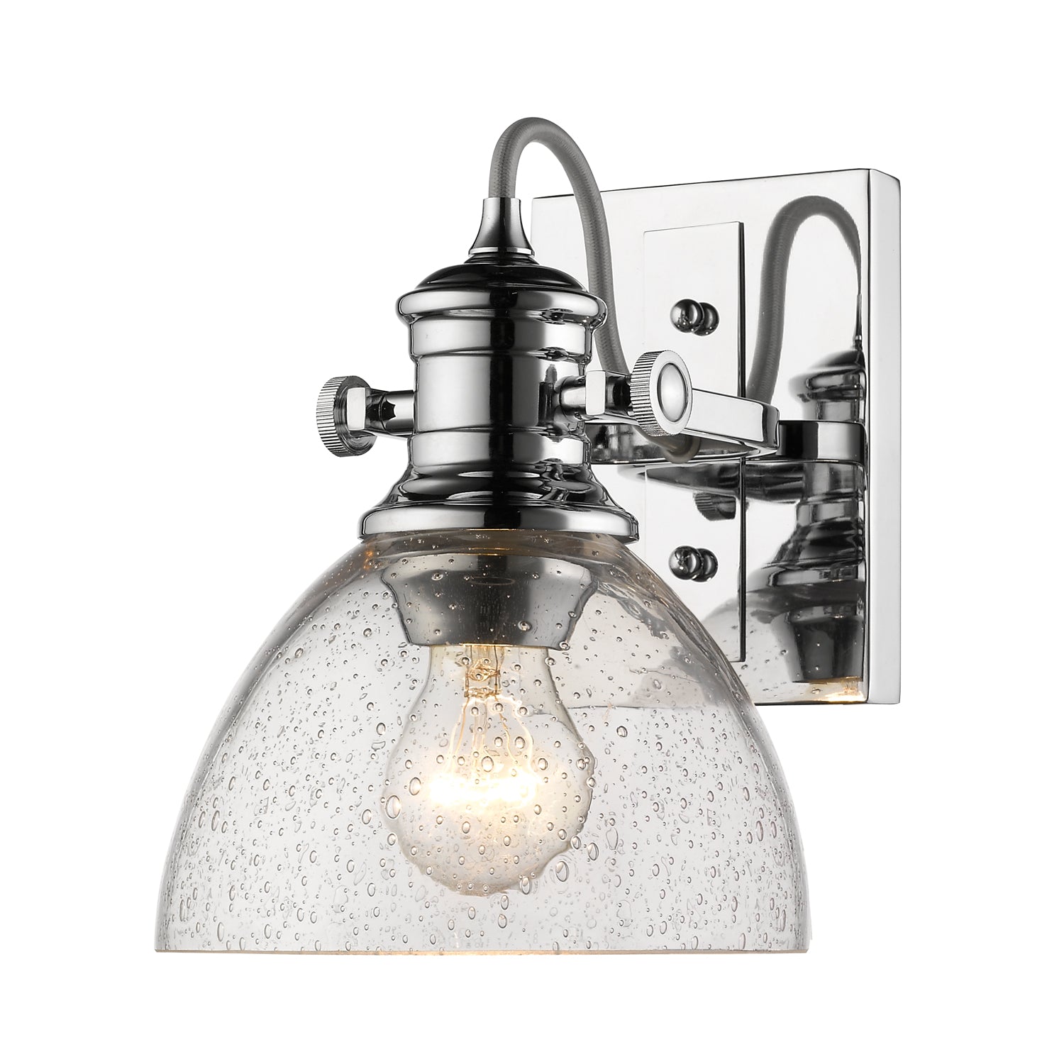 Yep by Golden Lighting Hines 1-light Vanity in Chrome and Seeded Glass - - Golden Lighting