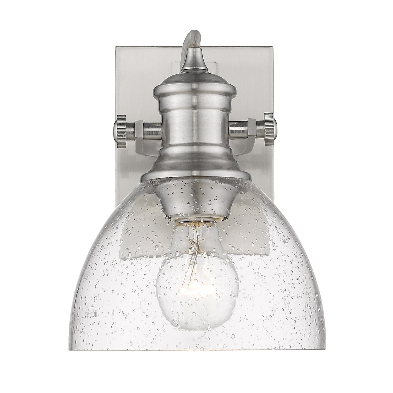 Yep by Golden Lighting Hines 1-light Vanity in Pewter and Seeded Glass - - Golden Lighting