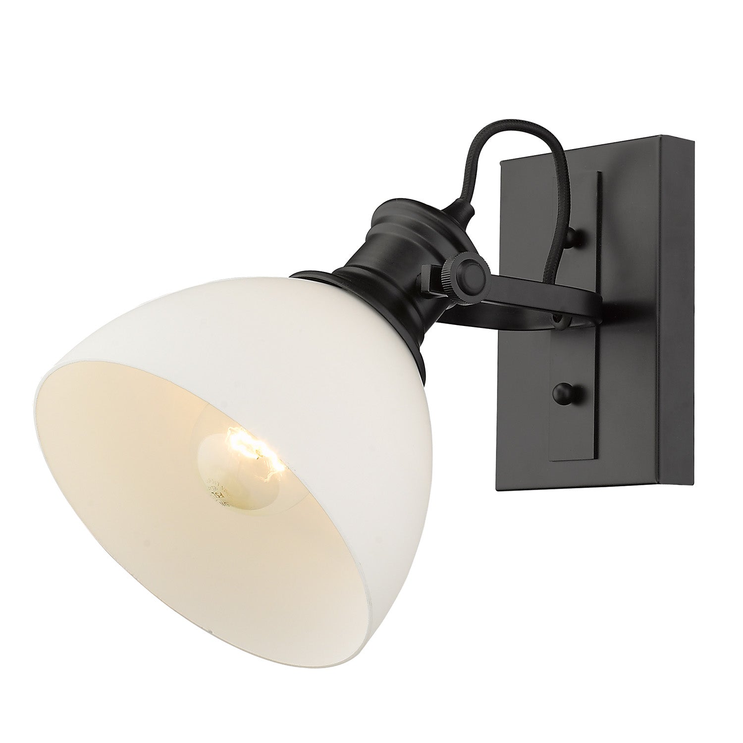 Yep by Golden Lighting Hines 1-light Vanity in Matte Black and Opal Glass - - Golden Lighting