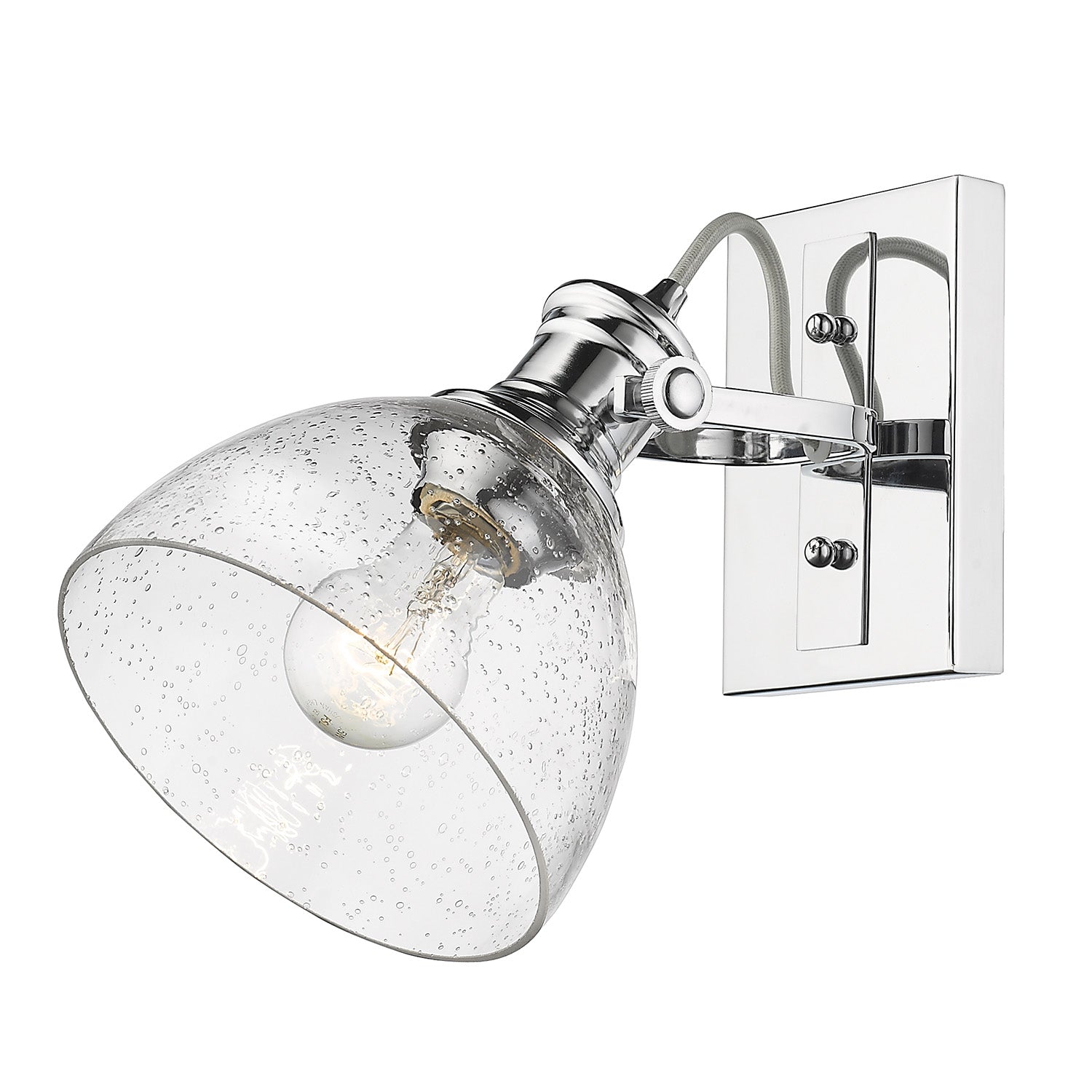 Yep by Golden Lighting Hines 1-light Vanity in Chrome and Seeded Glass