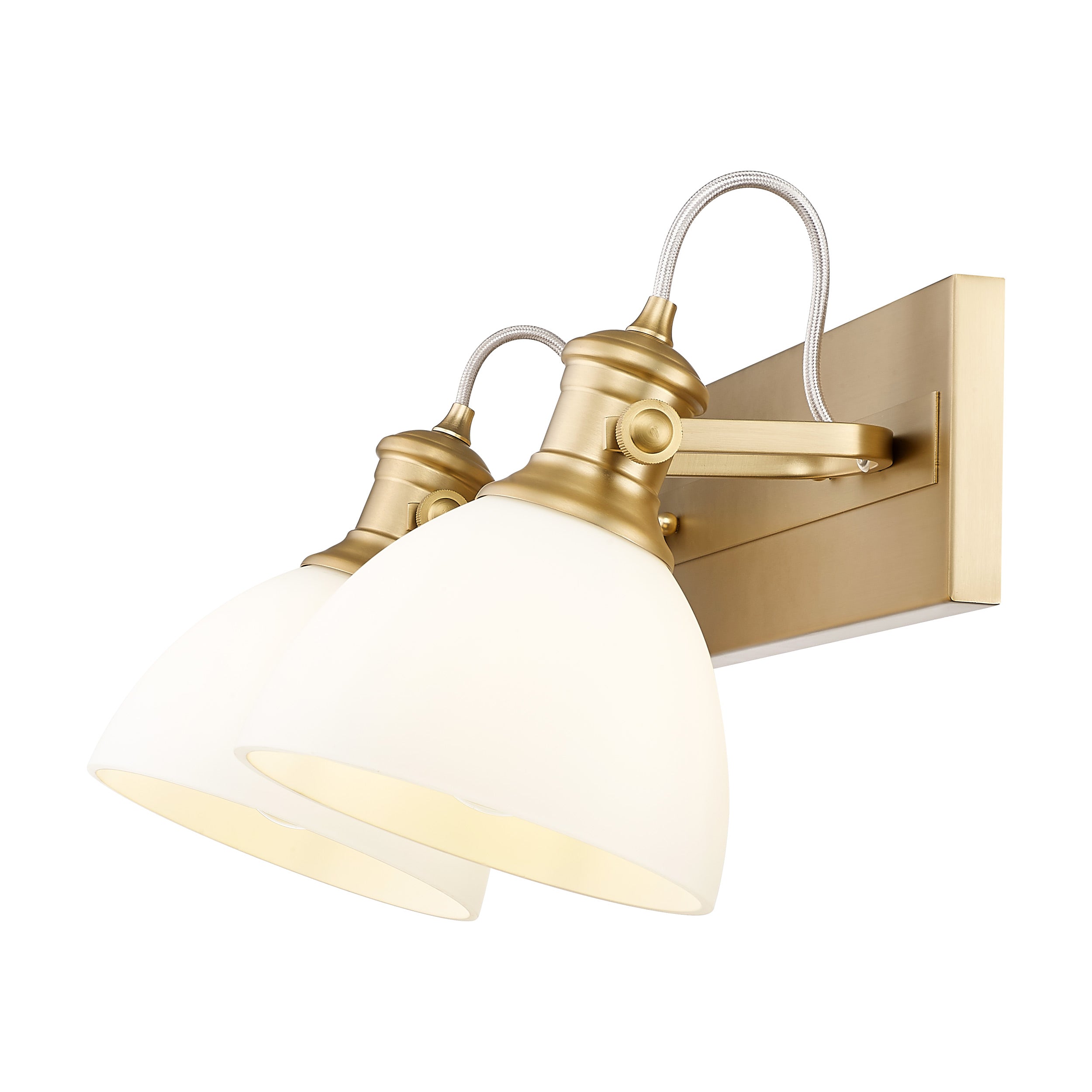 Yep by Golden Lighting Hines 2-light Vanity in Brushed Champagne Brass and Opal Glass - - Golden Lighting